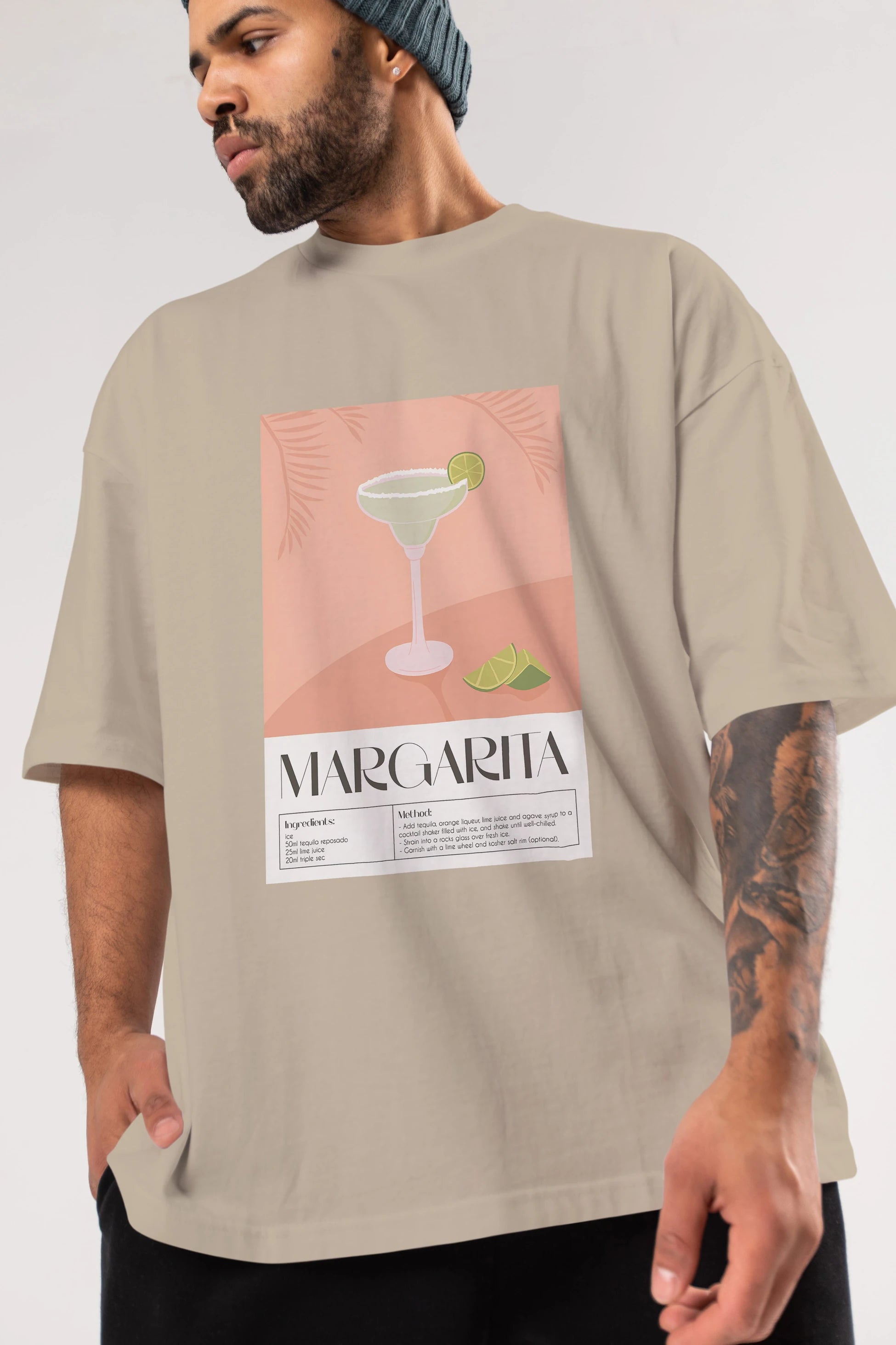 Margarita 5 Ön Baskılı Oversize t-shirt Erkek Kadın Unisex %100 Pamuk Bisiklet Yaka tişort
