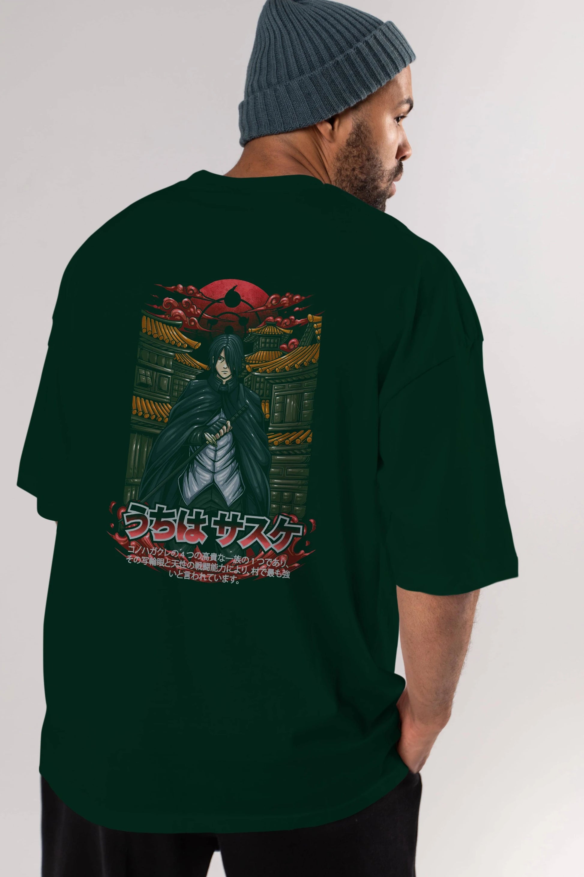 NARUTO SASUKE UCHIHA 1 Anime Arka Baskılı Oversize t-shirt Erkek Kadın Unisex