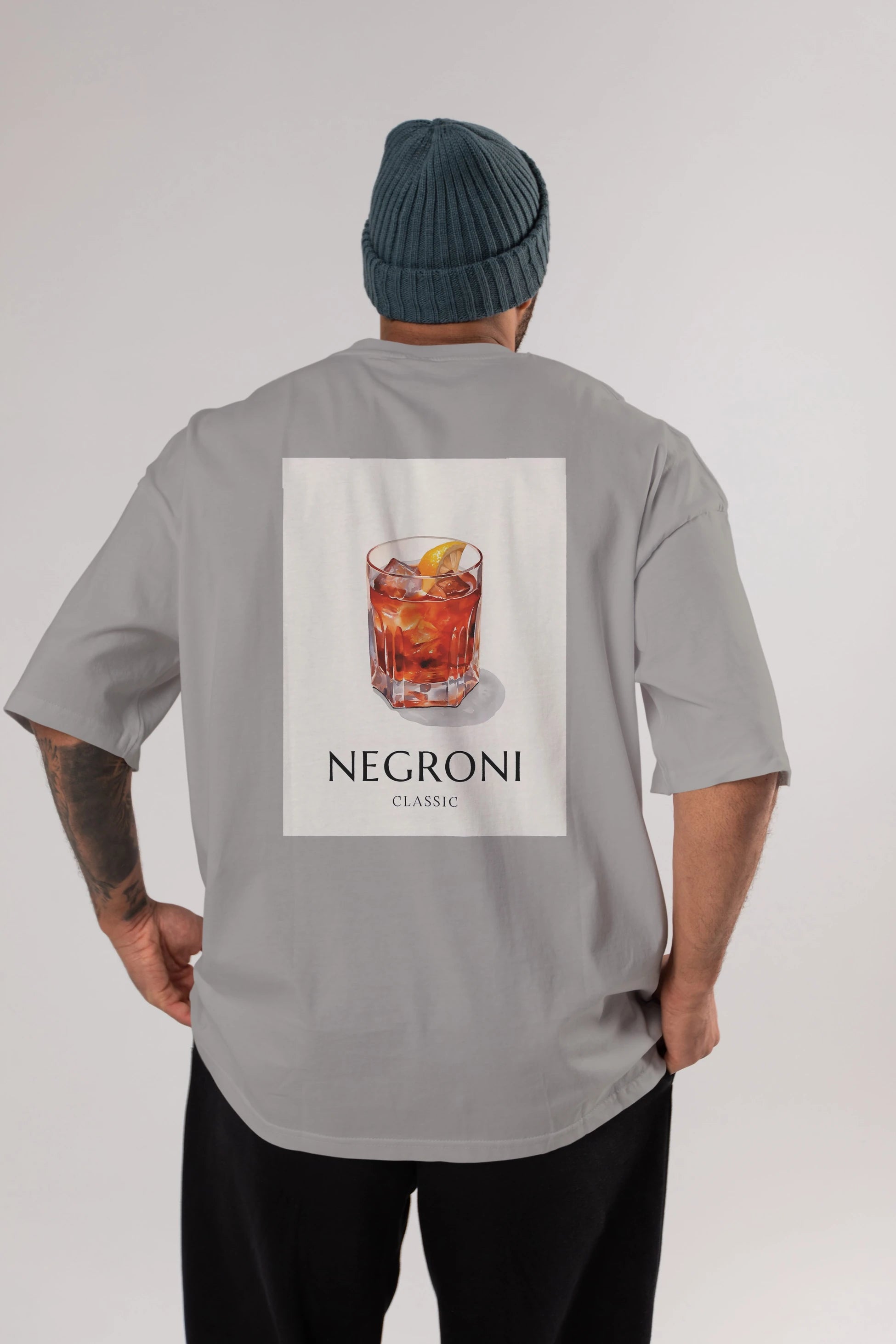 Negroni Classic Arka Baskılı Oversize t-shirt Erkek Kadın Unisex %100 Pamuk Bisiklet Yaka tişort
