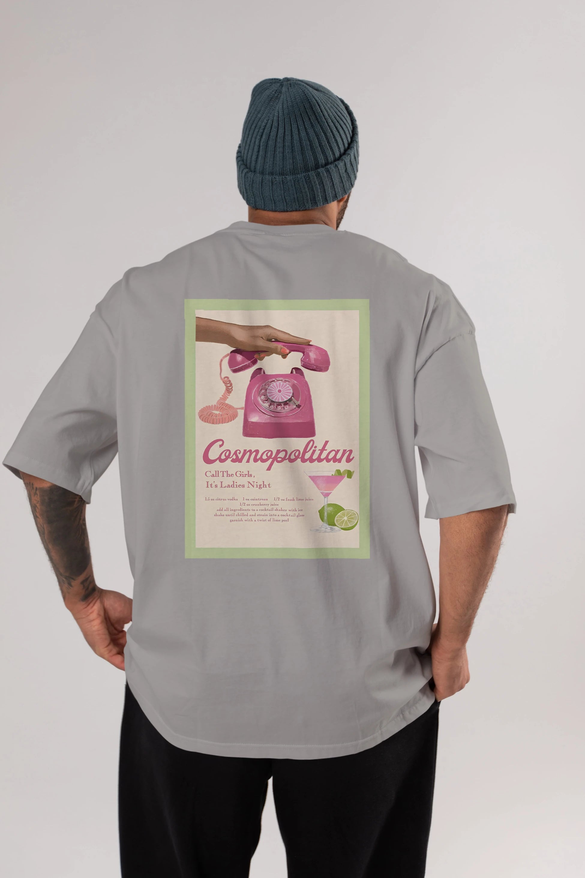 Cosmopolitan 5 Arka Baskılı Oversize t-shirt Erkek Kadın Unisex %100 Pamuk Bisiklet Yaka tişort