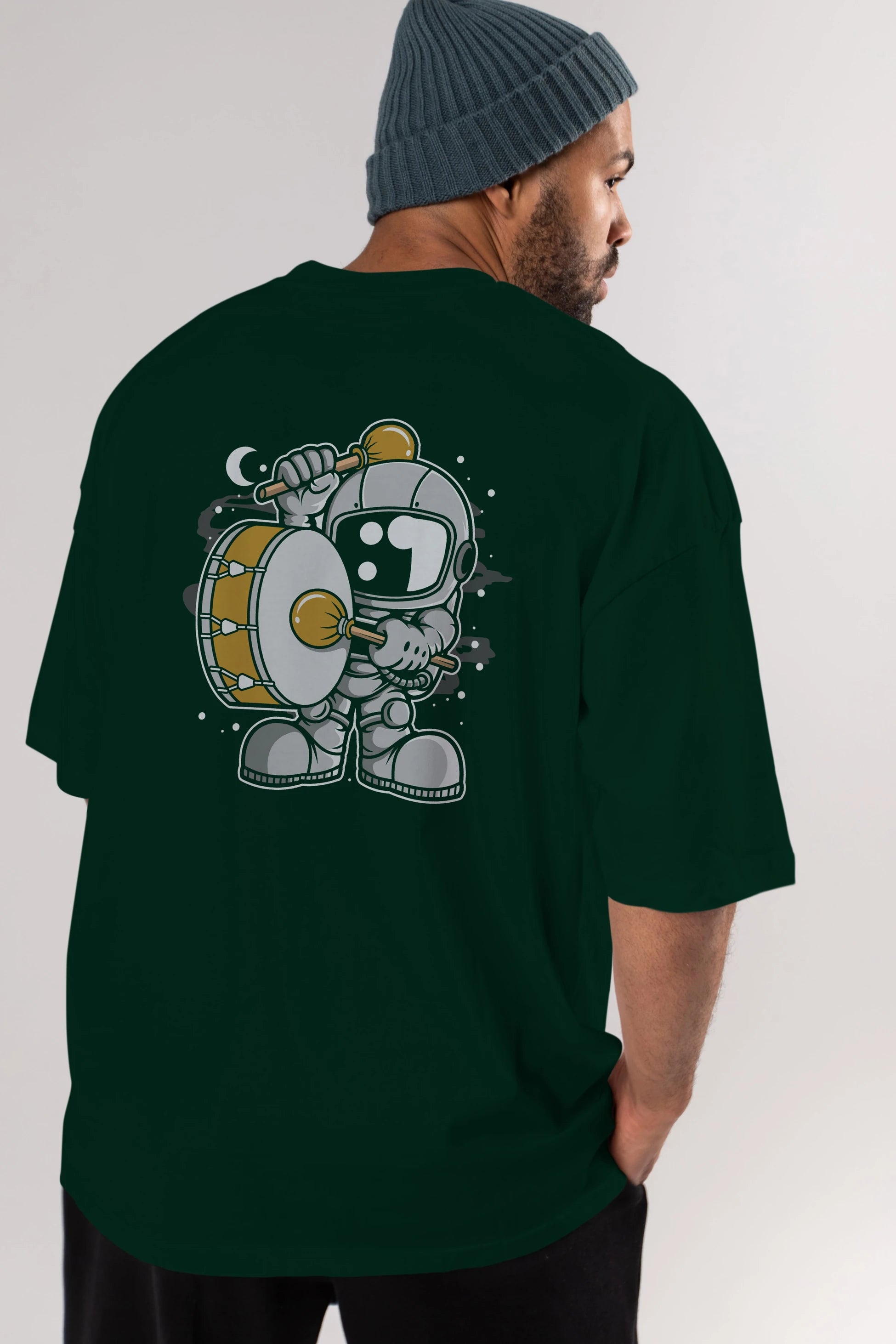 Astronaut Marching Band Arka Baskılı Oversize t-shirt Erkek Kadın Unisex