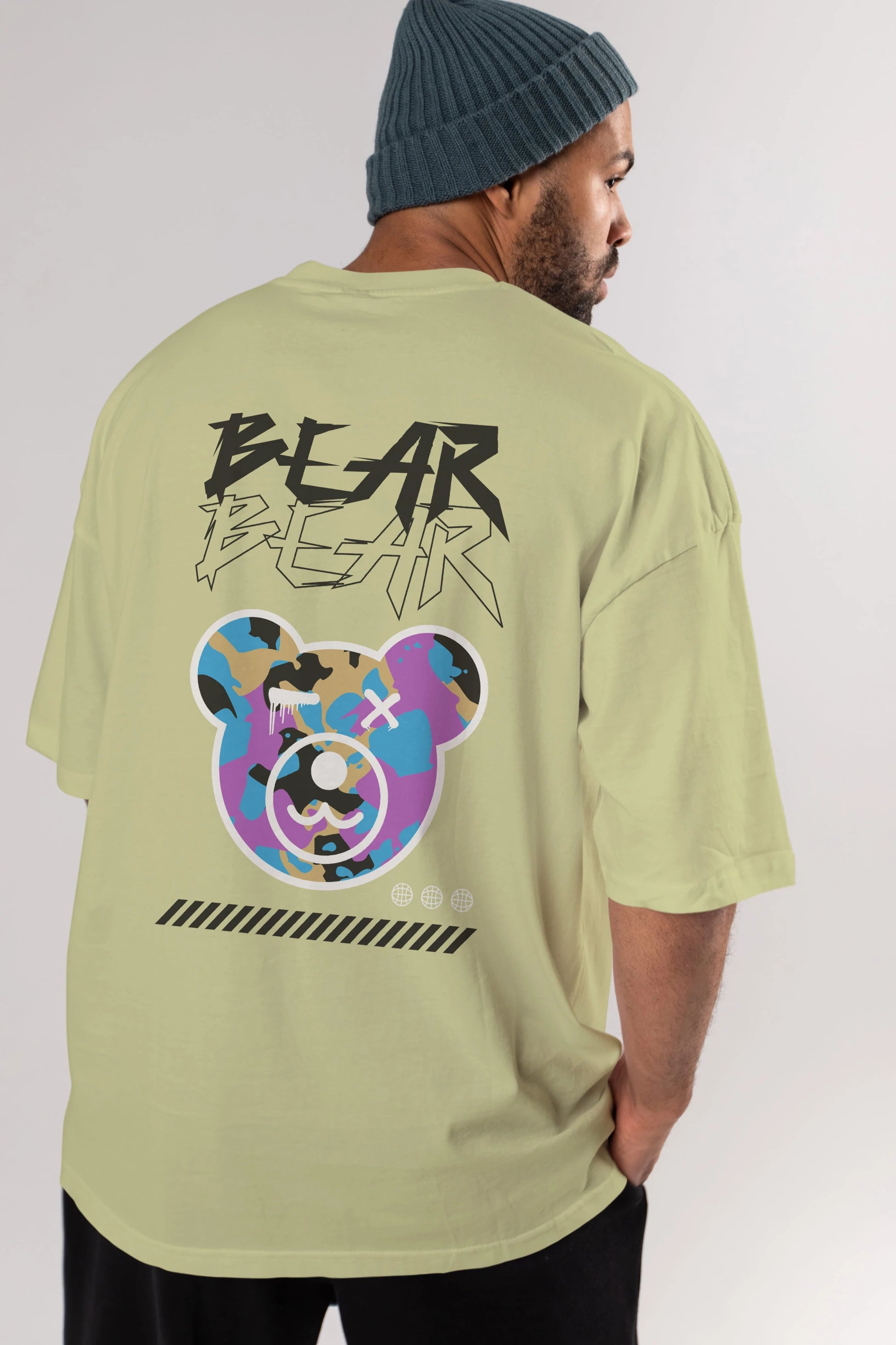 Bear Bear Arka Baskılı Oversize t-shirt Erkek Kadın Unisex