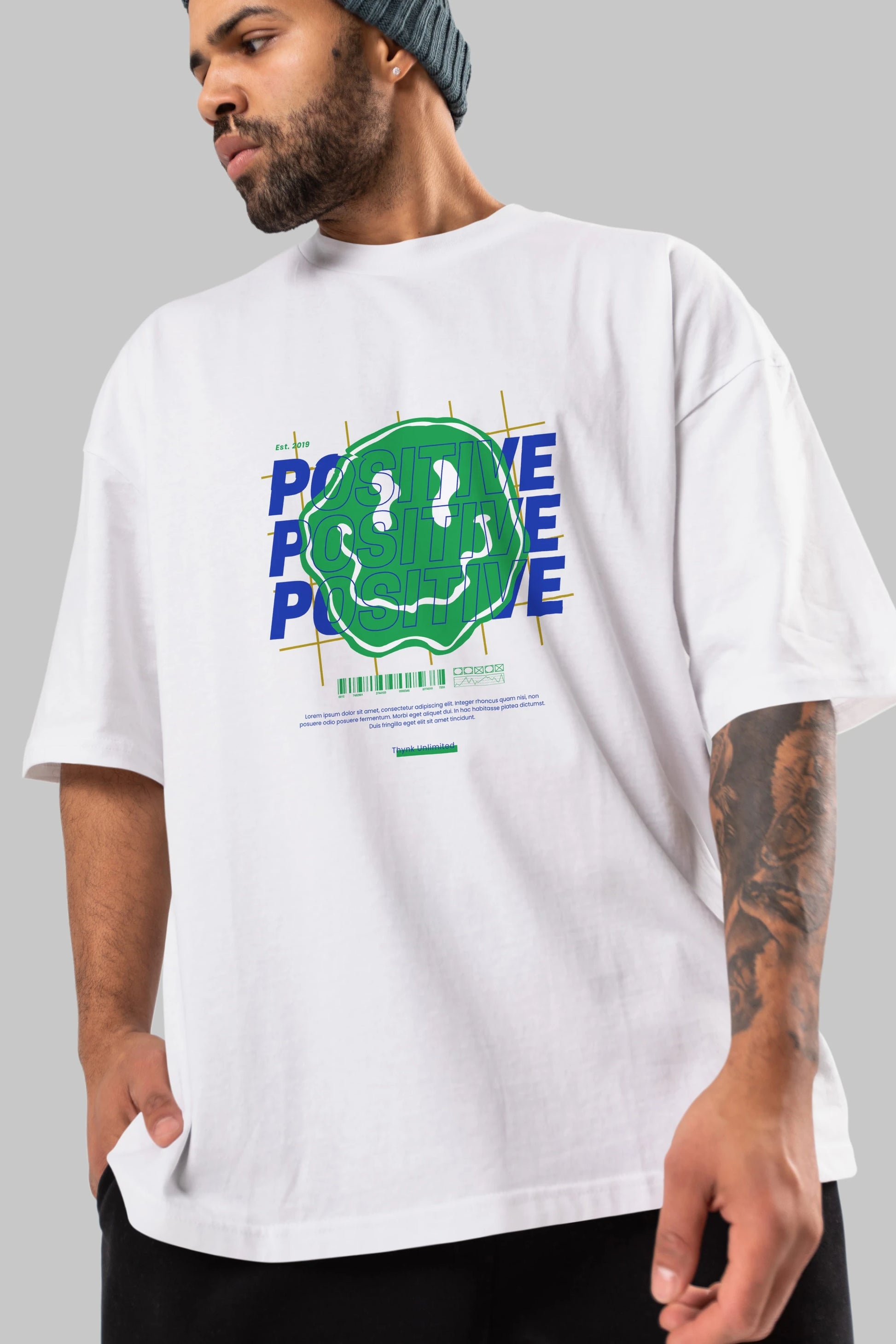 Positive 2 Ön Baskılı Oversize t-shirt Erkek Kadın Unisex