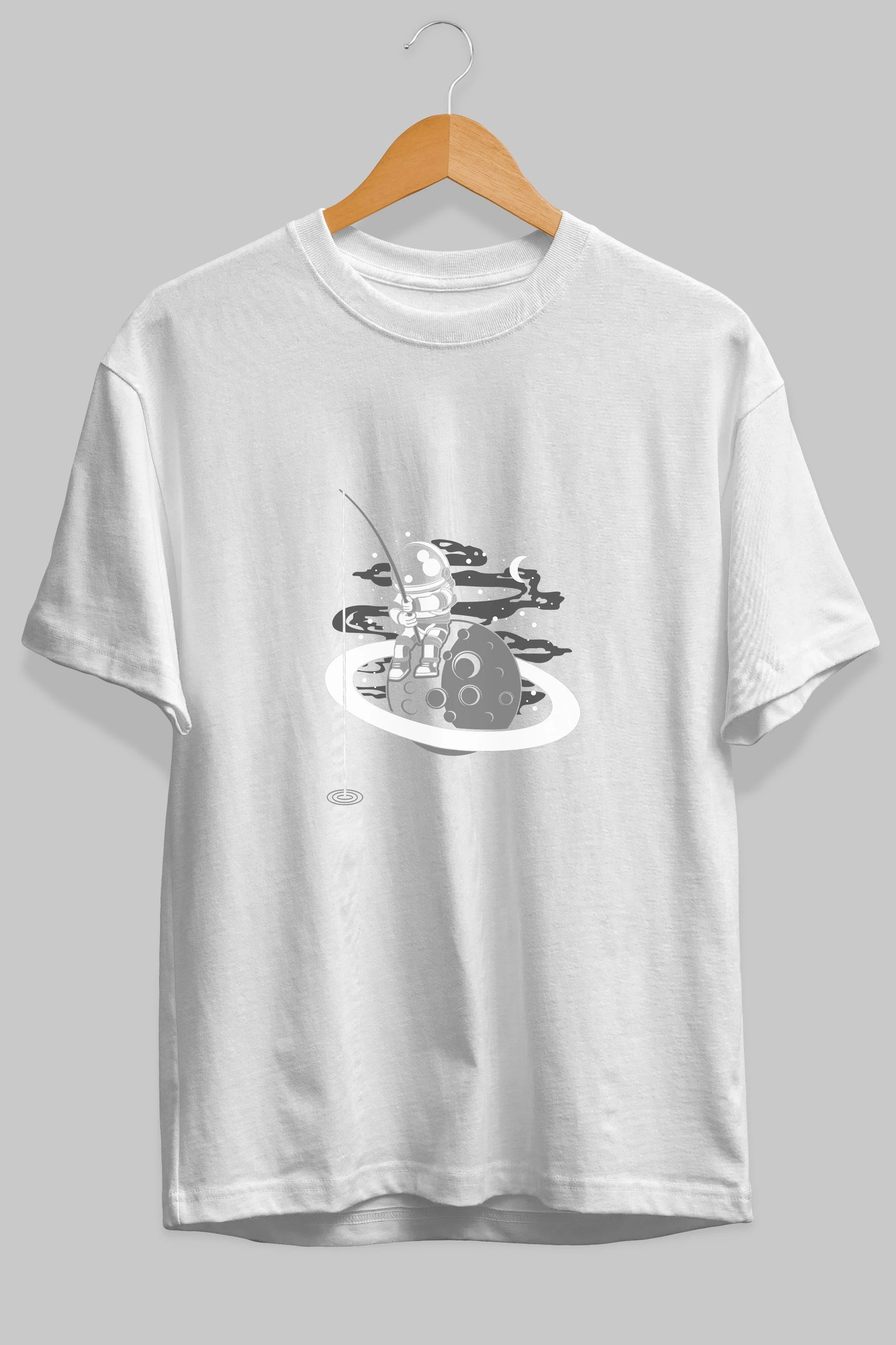 Astronaut  Fishing Ön Baskılı Oversize t-shirt Erkek Kadın Unisex