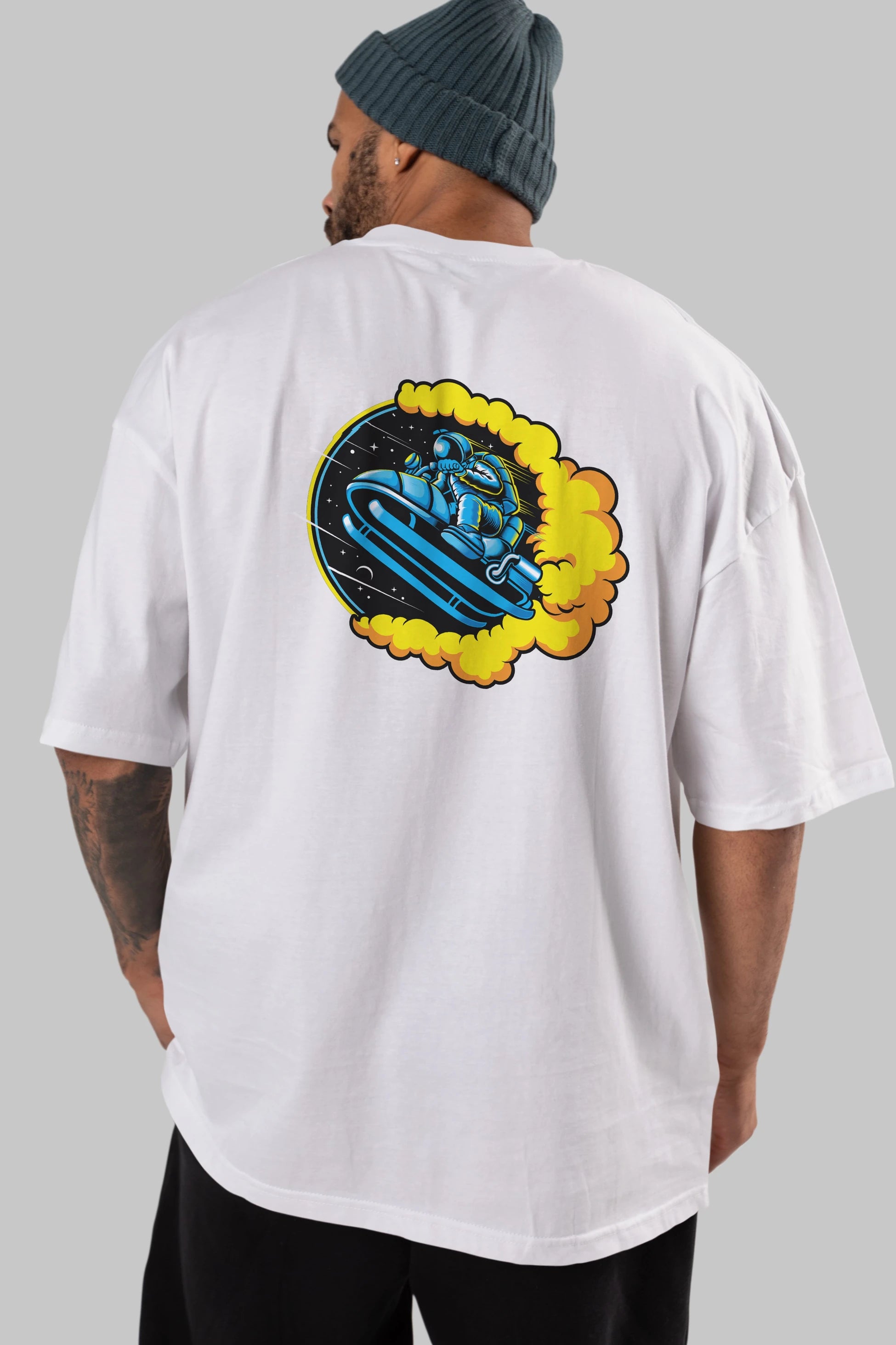 Astrojump with Snowmobile Arka Baskılı Oversize t-shirt Erkek Kadın Unisex