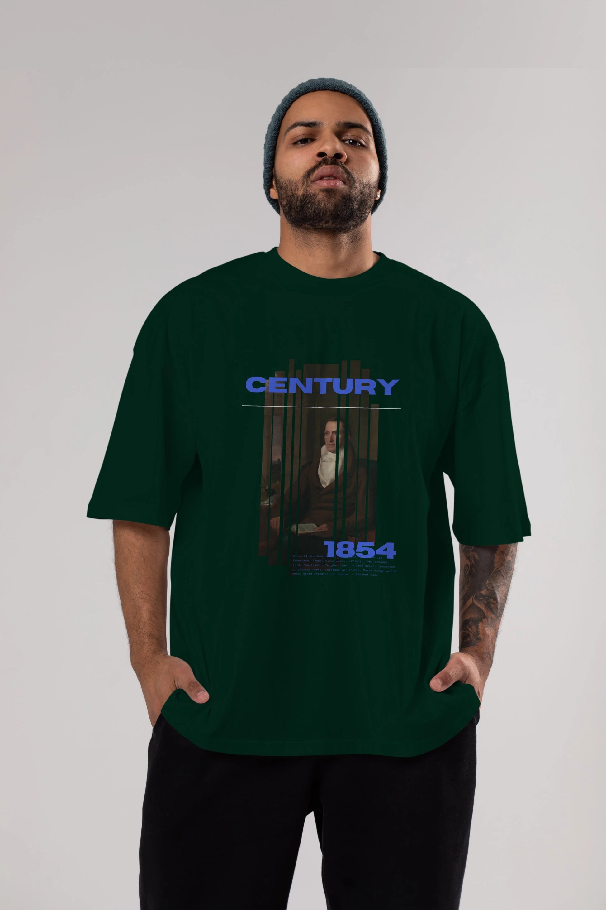 Century 1854 Yazılı Ön Baskılı Oversize t-shirt Erkek Kadın Unisex
