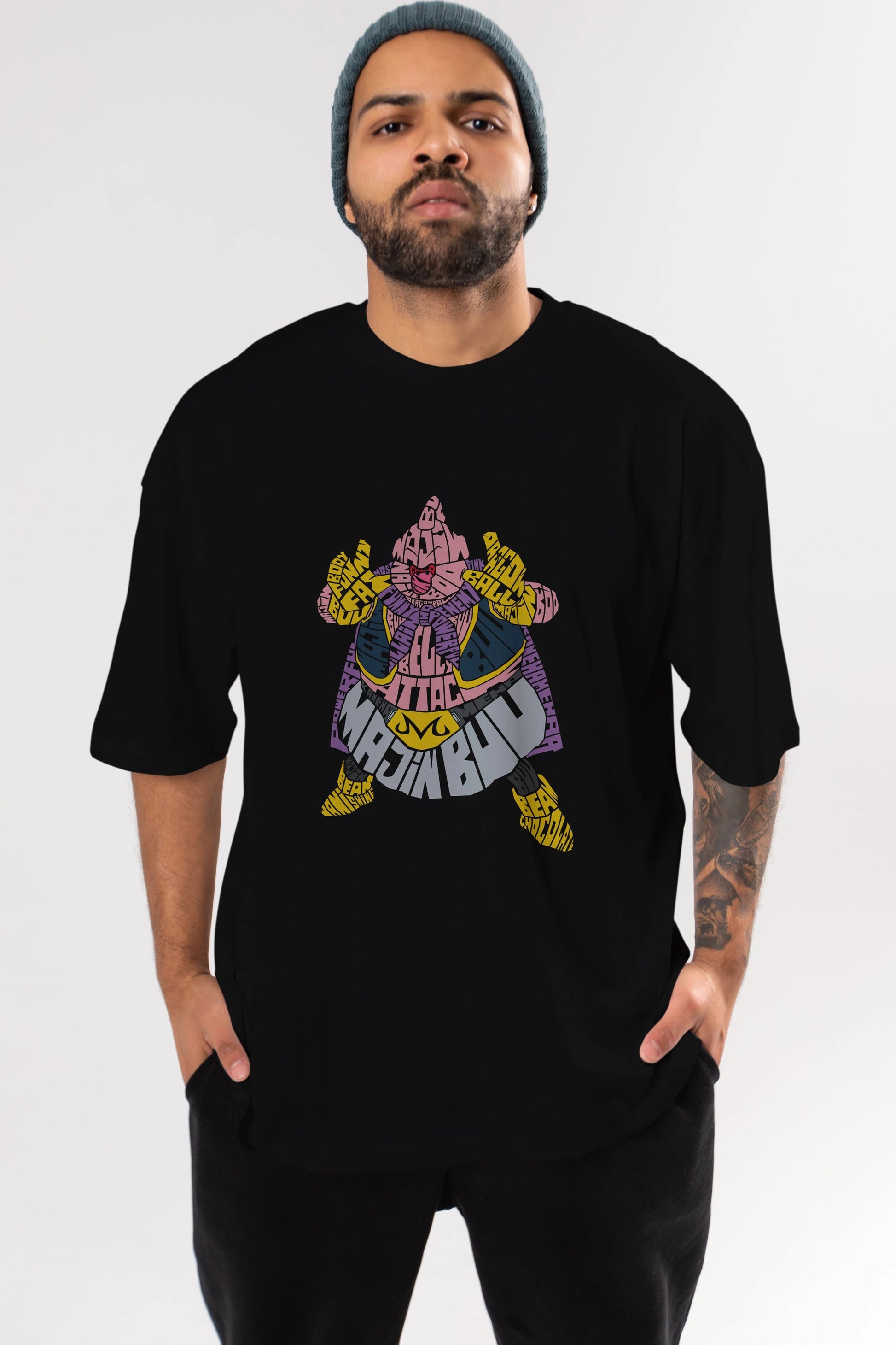 Majin Buu Ön Baskılı Oversize t-shirt %100 pamuk Erkek Kadın Unisex