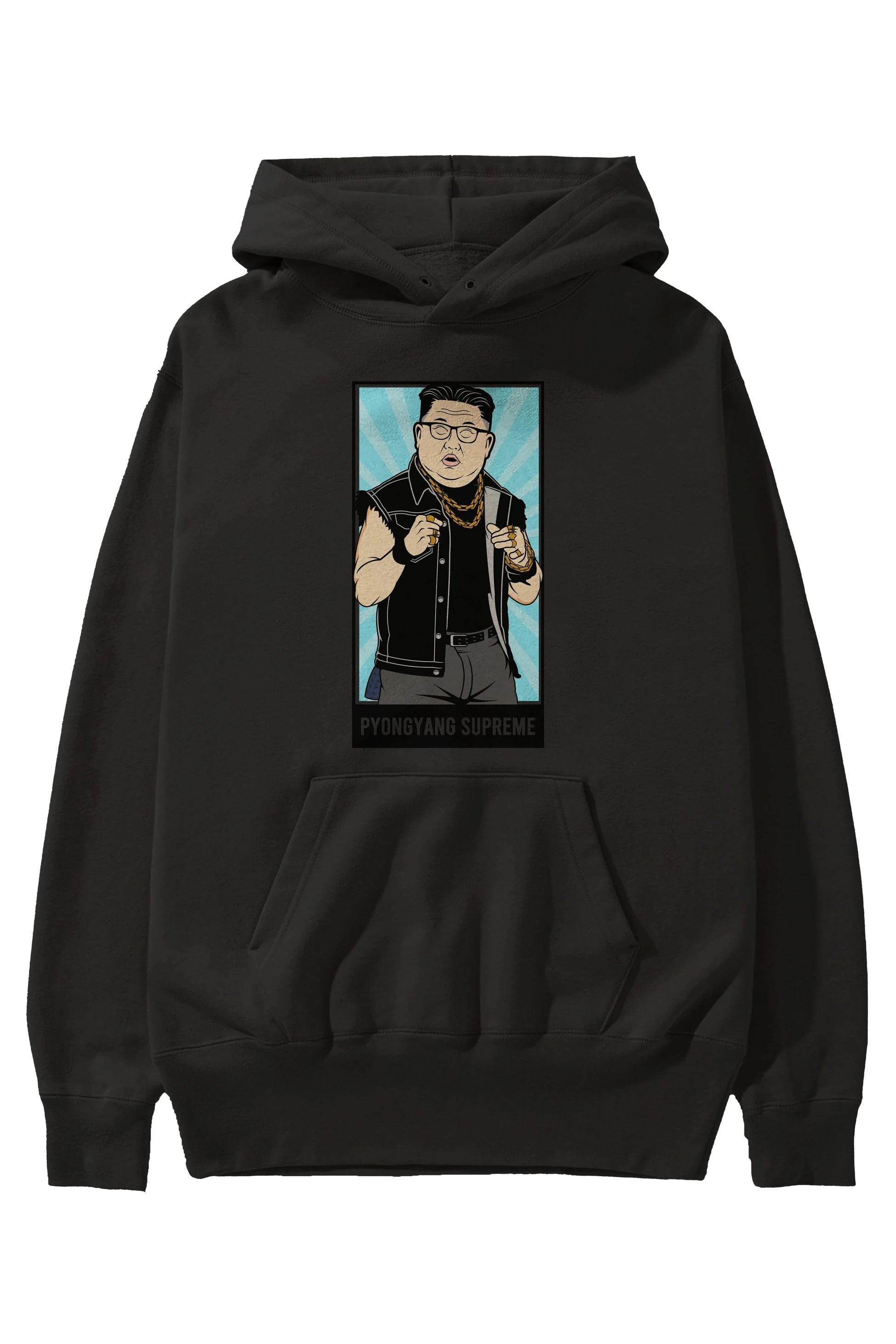 Kim Jong Un Pyongyang Supreme Ön Baskılı Hoodie Oversize Kapüşonlu Sweatshirt Erkek Kadın Unisex