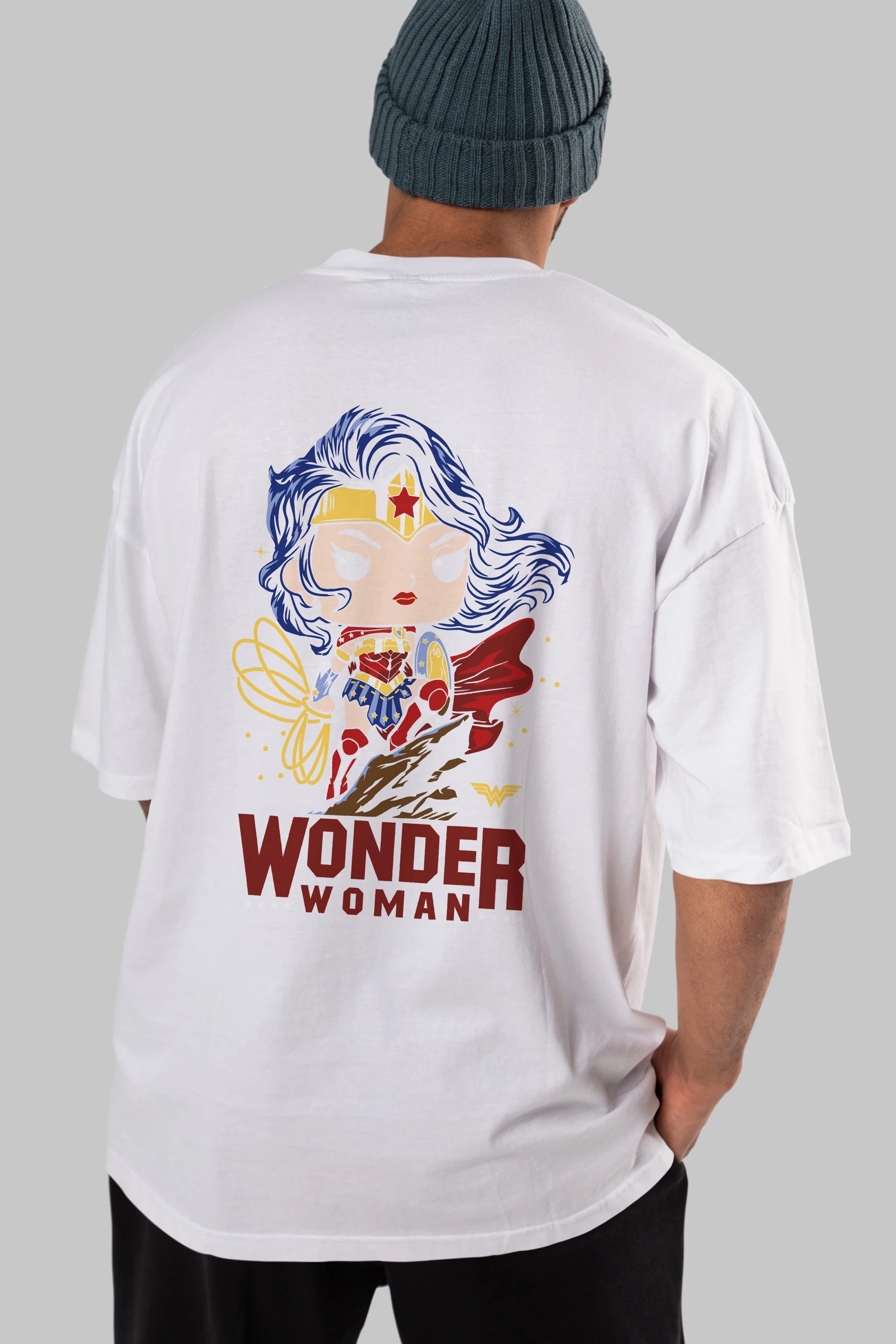 Wonder Woman (2) Arka Baskılı Oversize t-shirt Erkek Kadın Unisex %100 Pamuk Bisiklet Yaka tişort