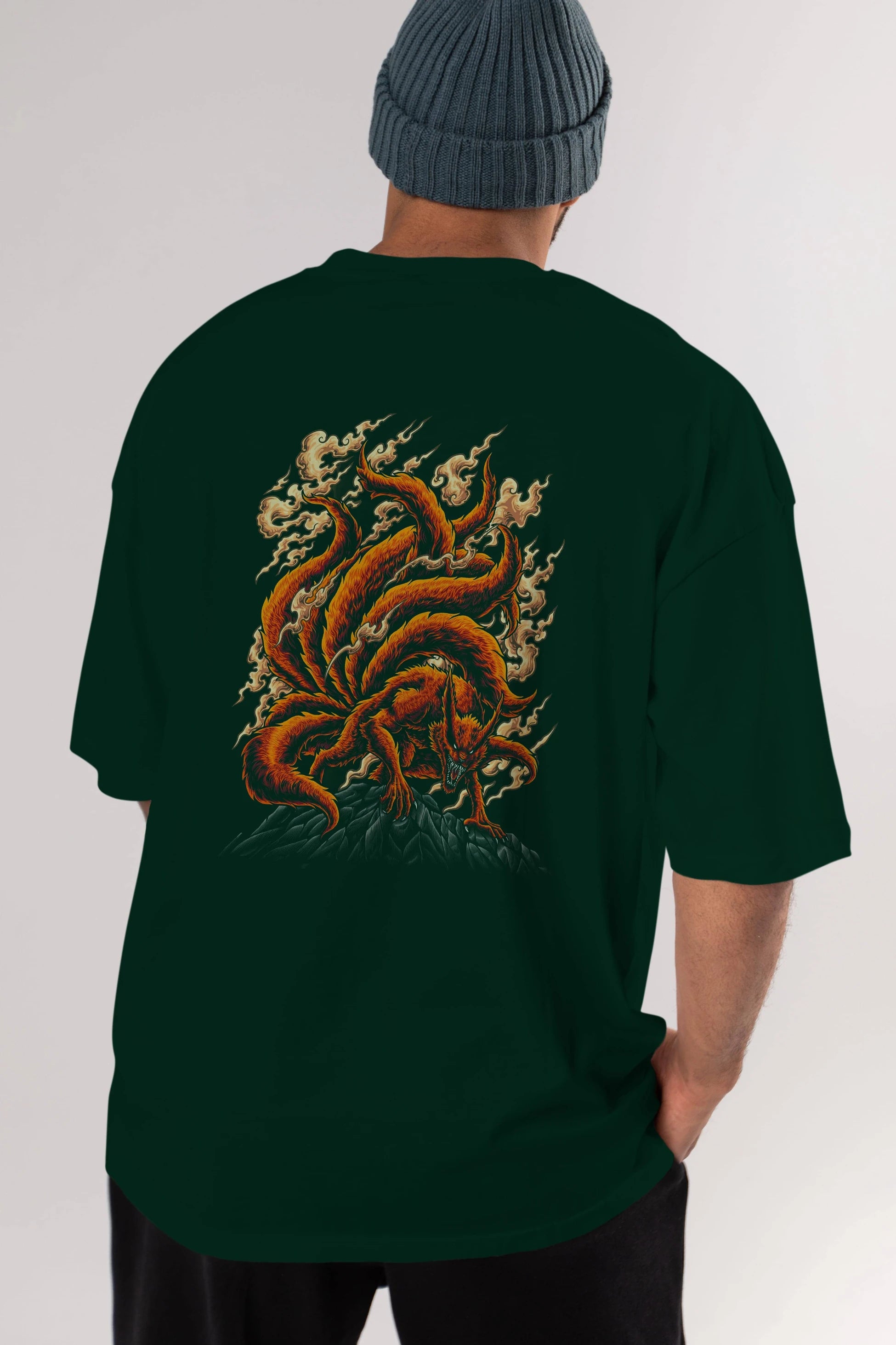 NARUTO KYUUBI Anime Arka Baskılı Oversize t-shirt Erkek Kadın Unisex
