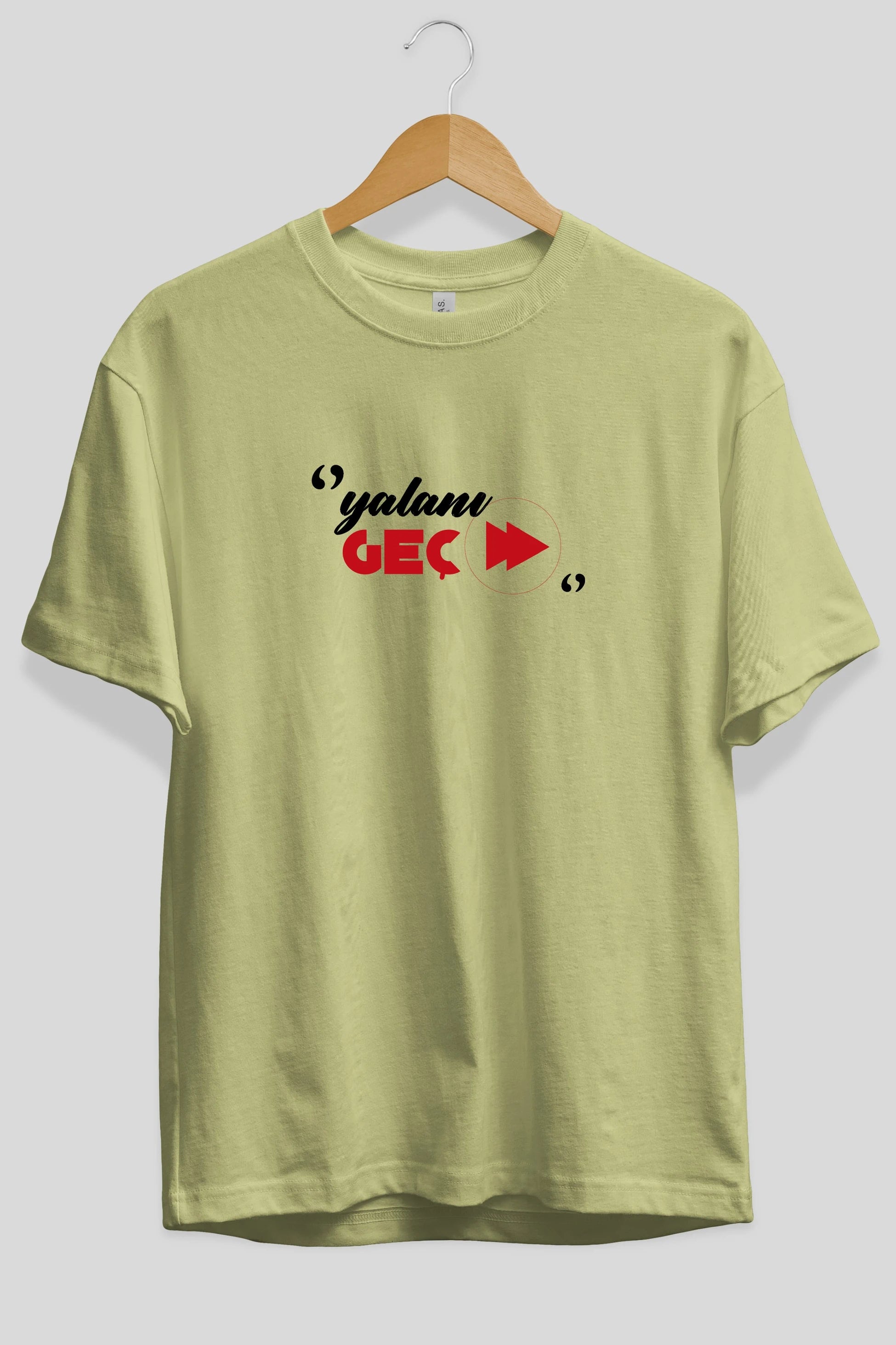 Yalanı Geç Ön Baskılı Oversize t-shirt %100 pamuk Erkek Kadın Unisex