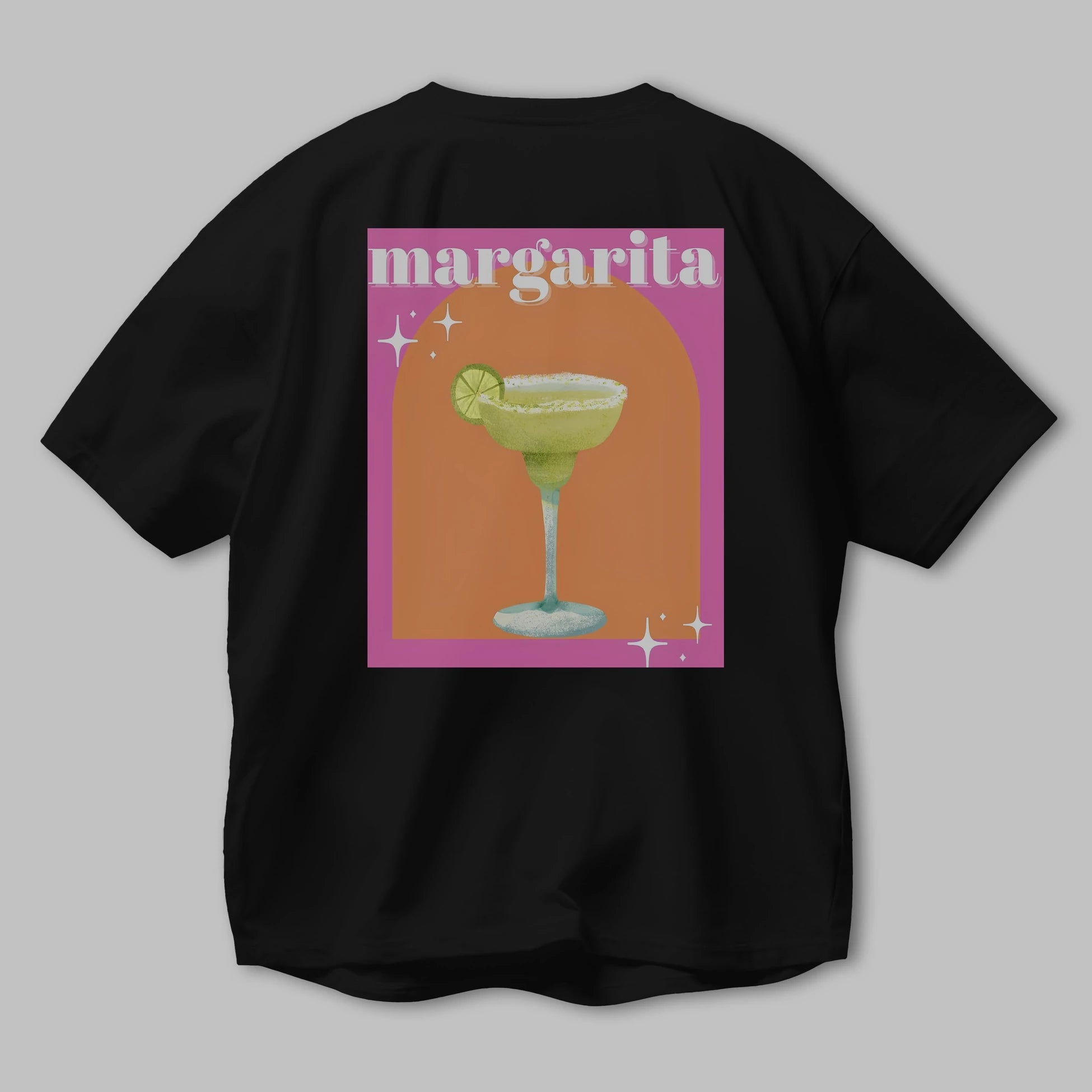 Margarita 7 Arka Baskılı Oversize t-shirt Erkek Kadın Unisex %100 Pamuk Bisiklet Yaka tişort