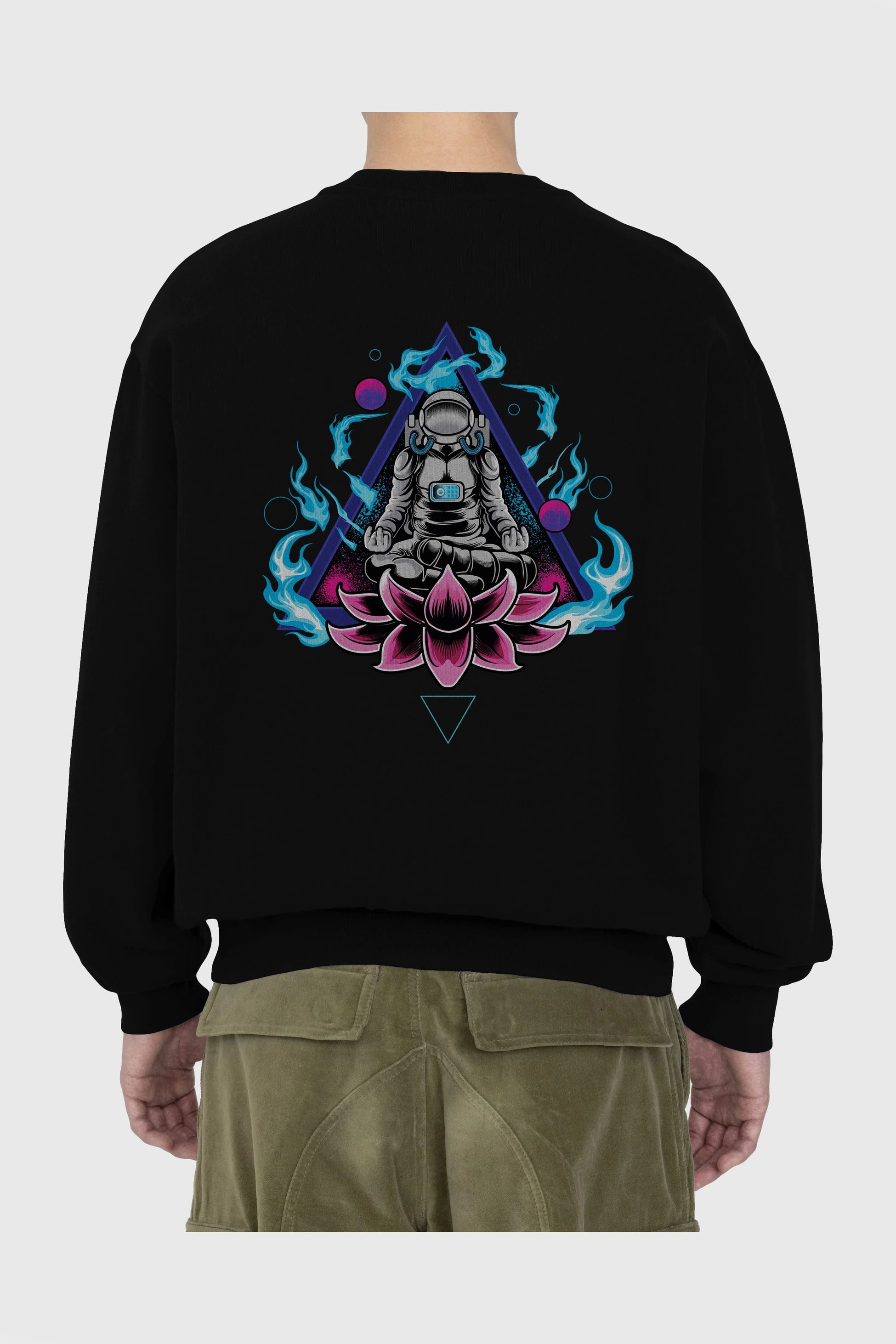 Astronaut Meditation (2) Arka Baskılı Oversize Sweatshirt Erkek Kadın Unisex