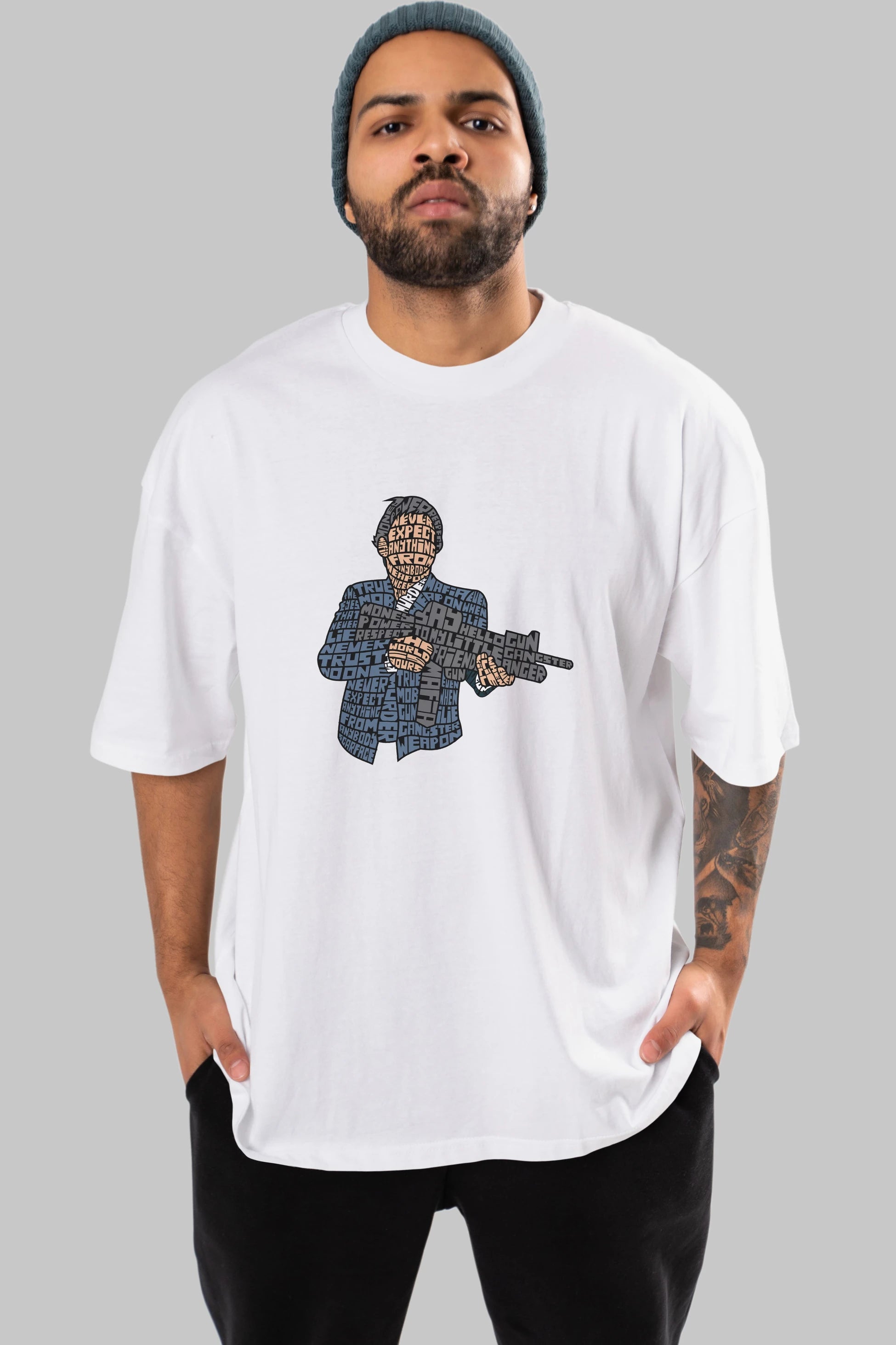 Mafia Ön Baskılı Oversize t-shirt %100 pamuk Erkek Kadın Unisex