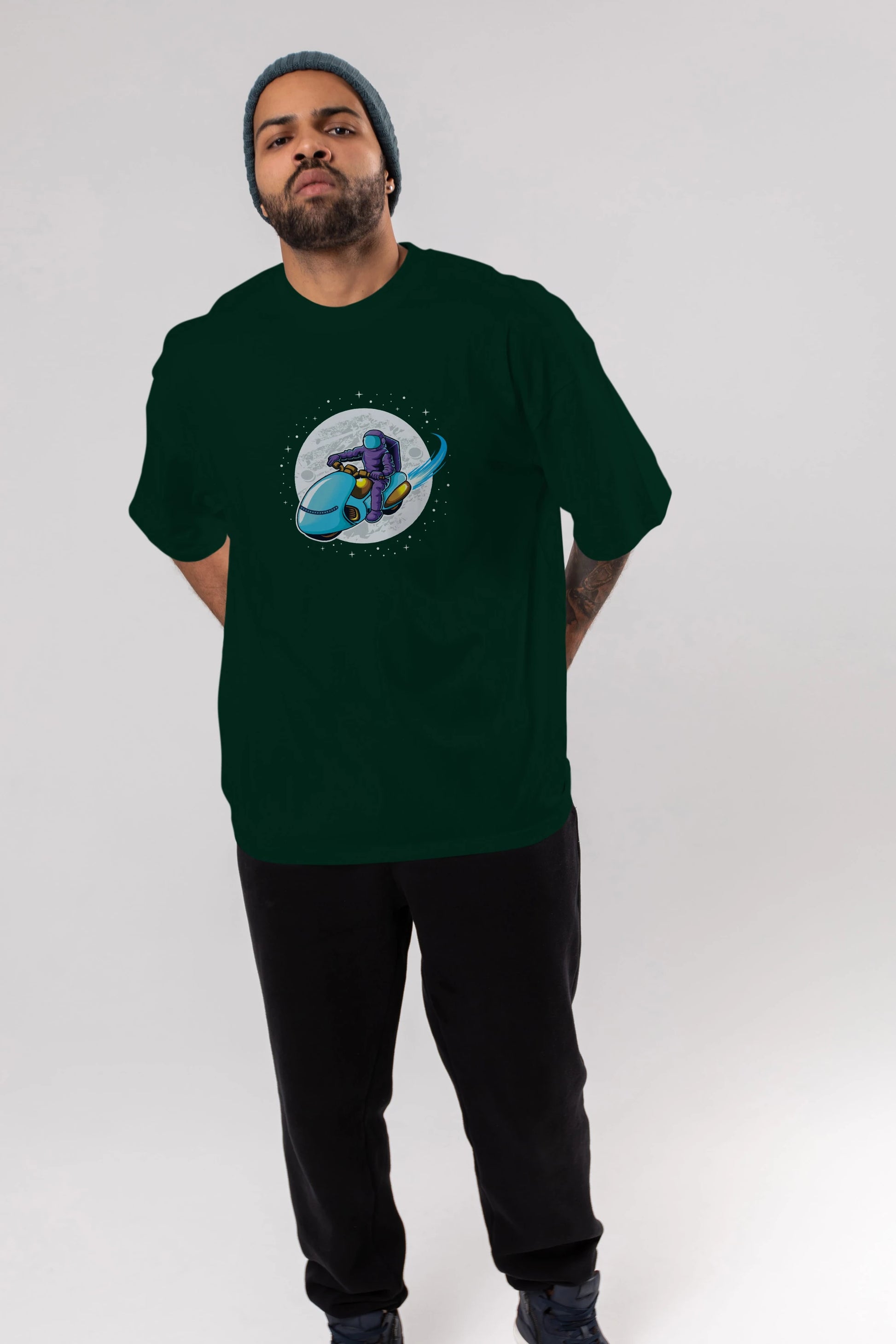 Astrorider in Space Ön Baskılı Oversize t-shirt Erkek Kadın Unisex