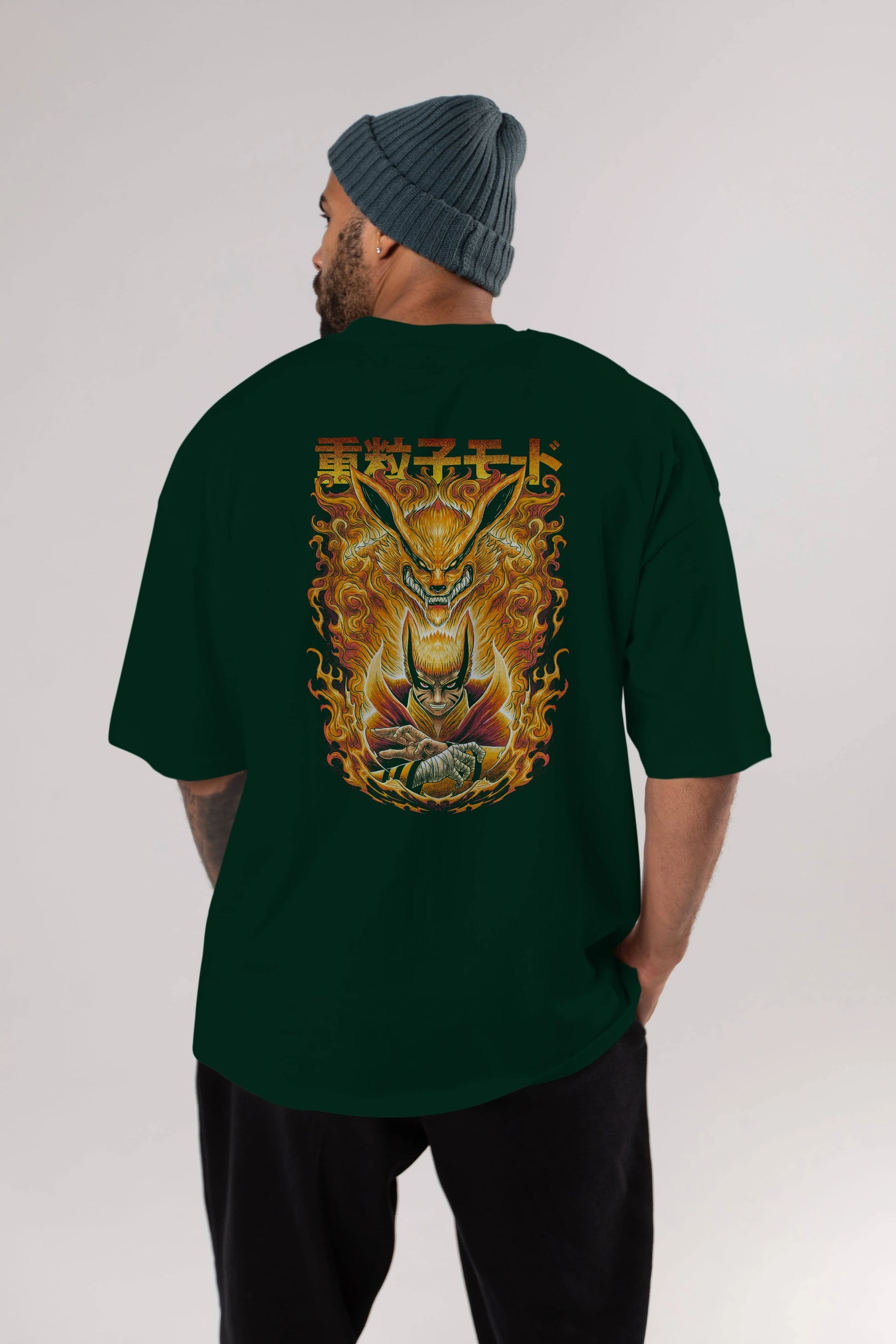 NARUTO KYUUBI 1 Anime Arka Baskılı Oversize t-shirt Erkek Kadın Unisex