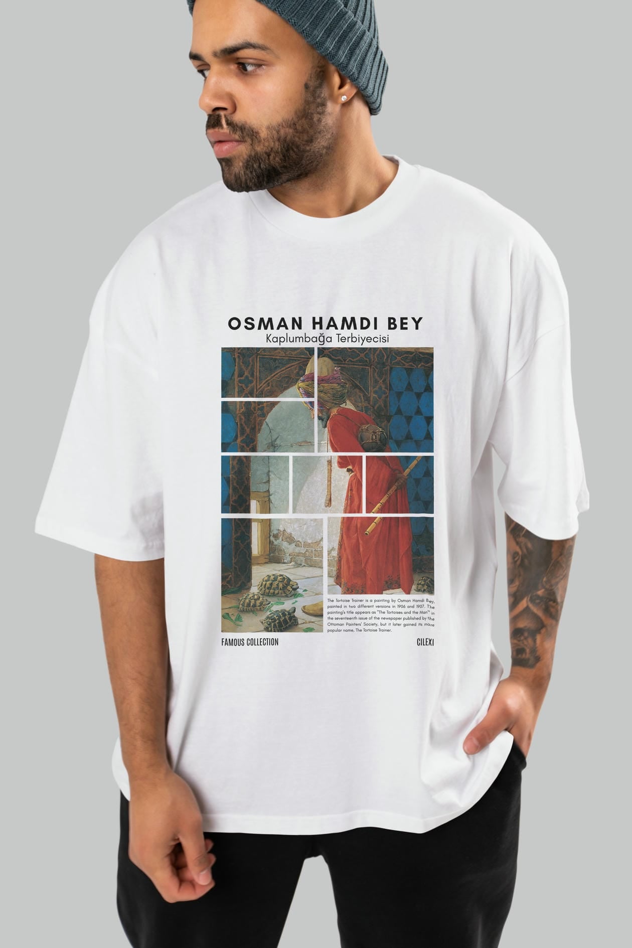 Osman Hamdi Bey ön Baskılı Oversize t-shirt Erkek Kadın Bisiklet Yaka Pamuk tişort