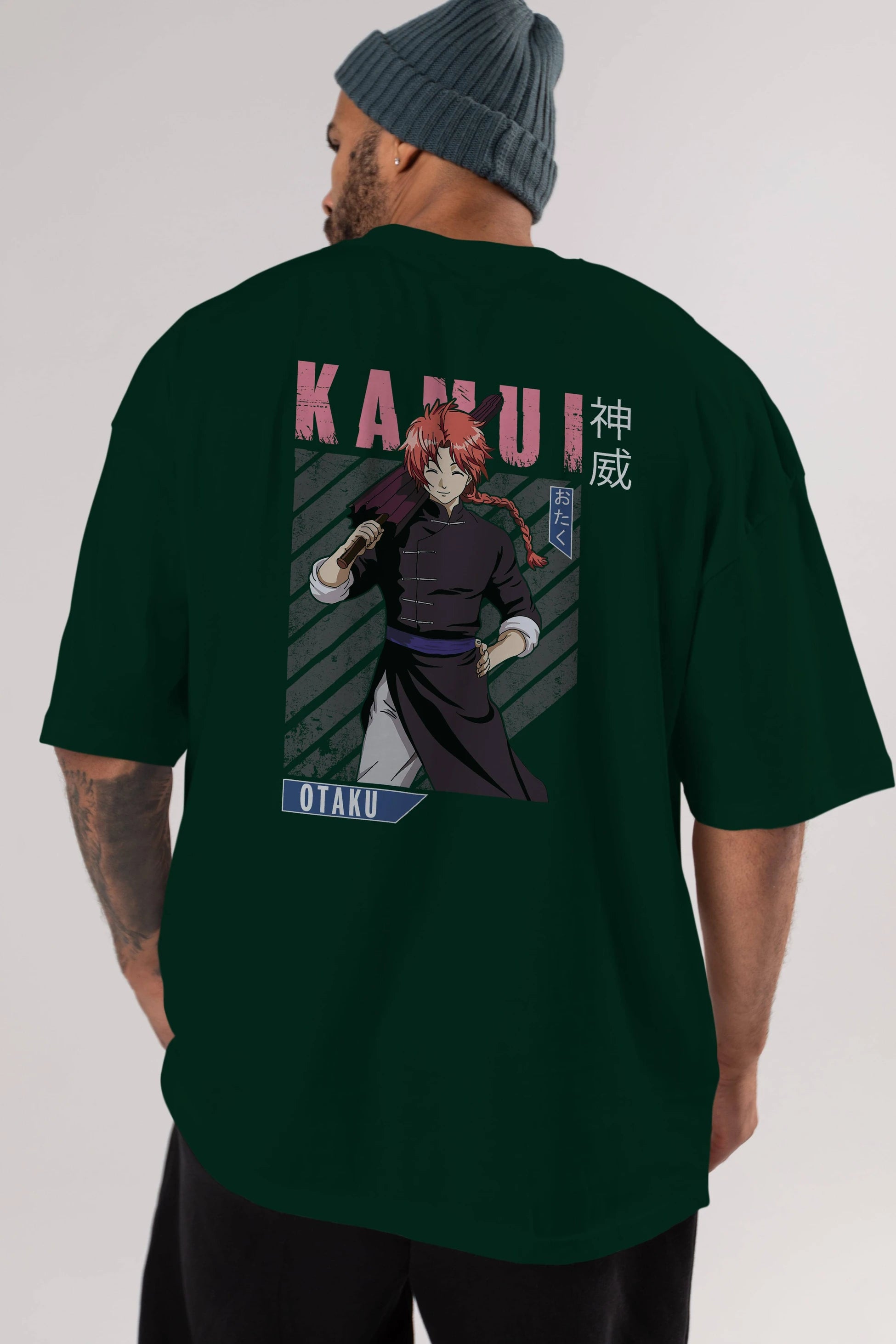 Kamui GINTAMA 1 Anime Arka Baskılı Oversize t-shirt Erkek Kadın Unisex