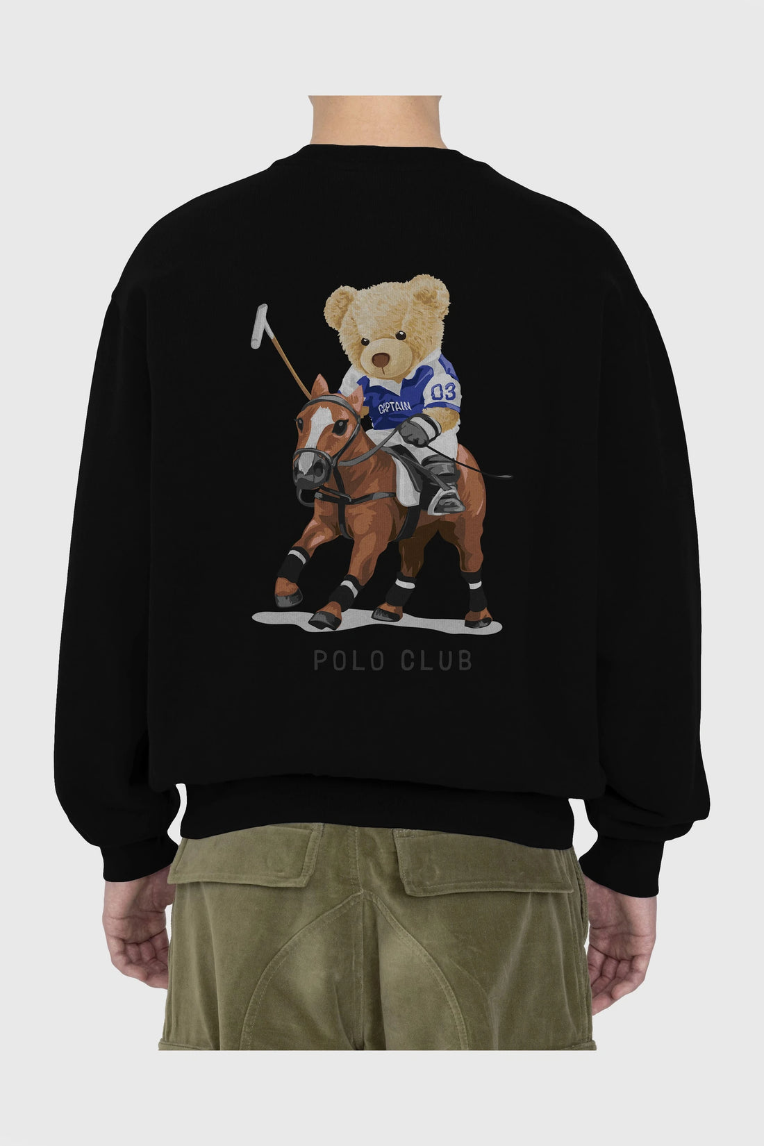 Teddy Bear Polo Club Arka Baskılı Oversize Sweatshirt Erkek Kadın Unisex