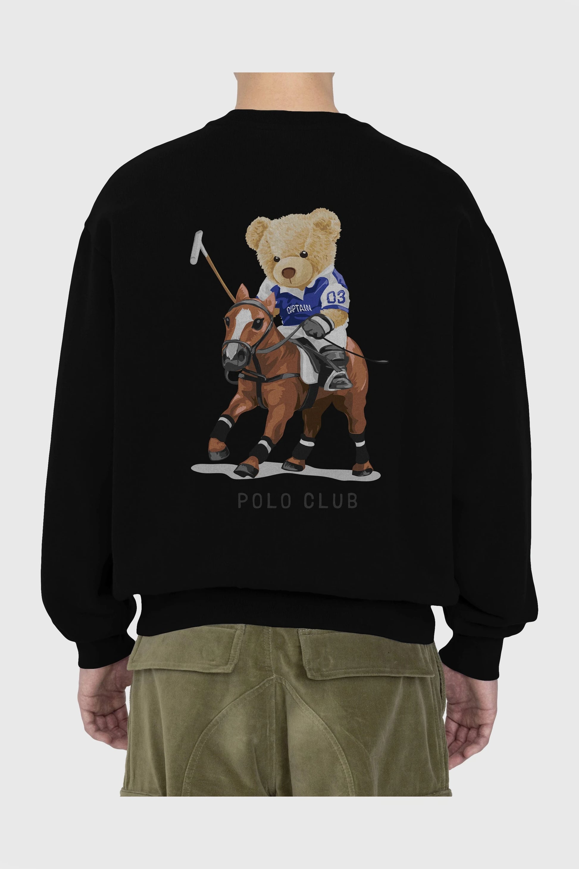 Teddy Bear Polo Club Arka Baskılı Oversize Sweatshirt Erkek Kadın Unisex
