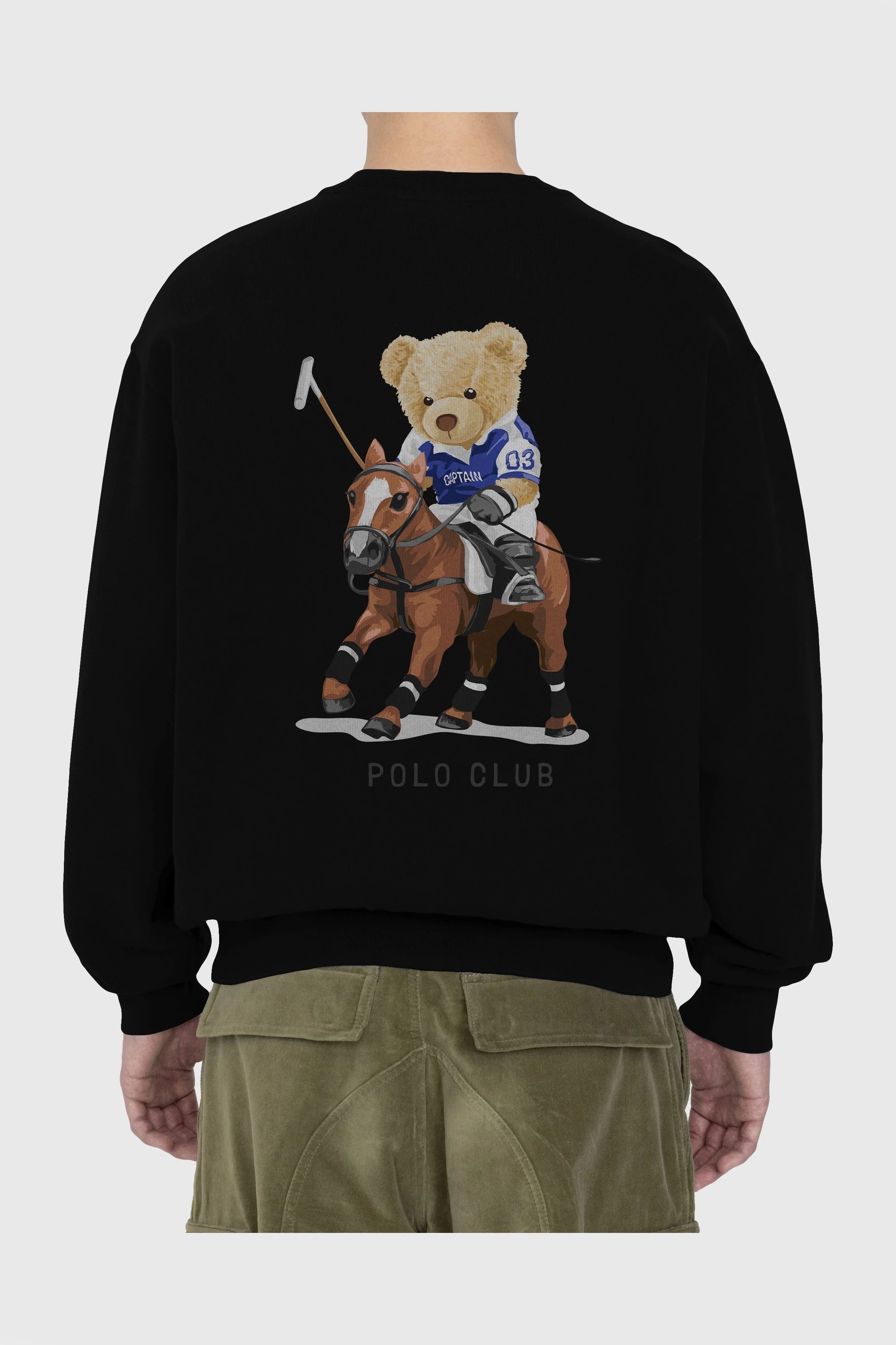 Teddy Bear Polo Club Arka Baskılı Oversize Sweatshirt Erkek Kadın Unisex