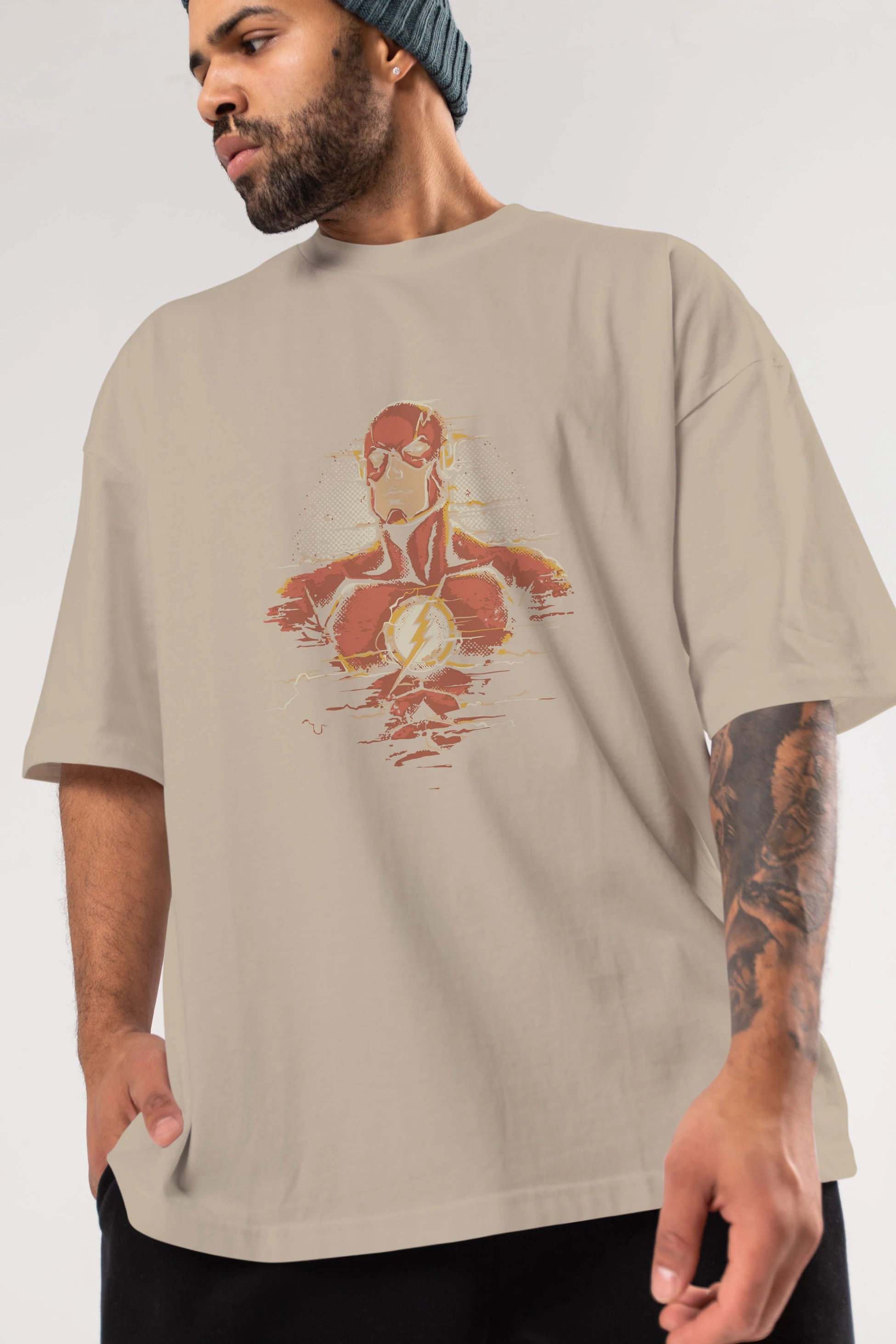 Flash Avengers Ön Baskılı Oversize t-shirt Erkek Kadın Unisex %100 Pamuk Bisiklet Yaka tişort
