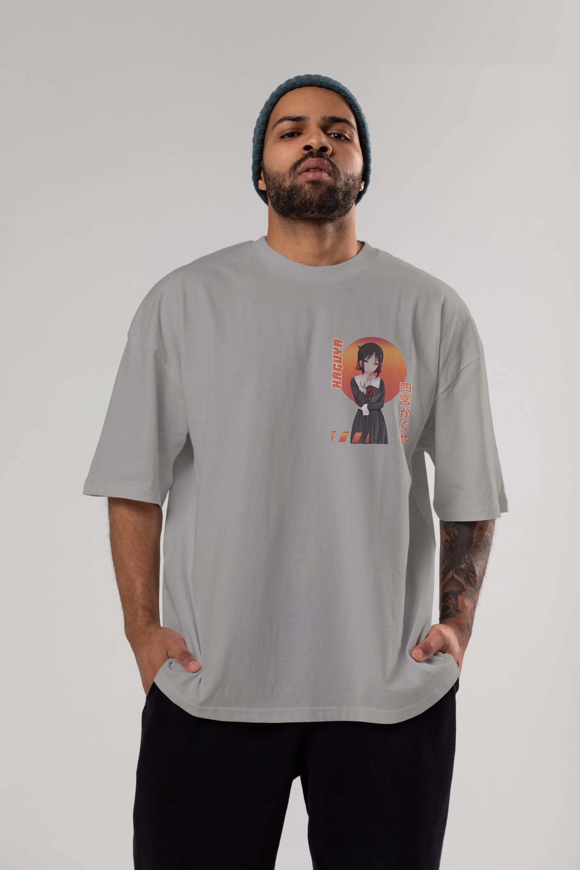 Kaguya Shinomiya 5 Ön Sol Baskılı Oversize t-shirt Erkek Kadın Unisex %100 Pamuk Bisiklet Yaka tişort