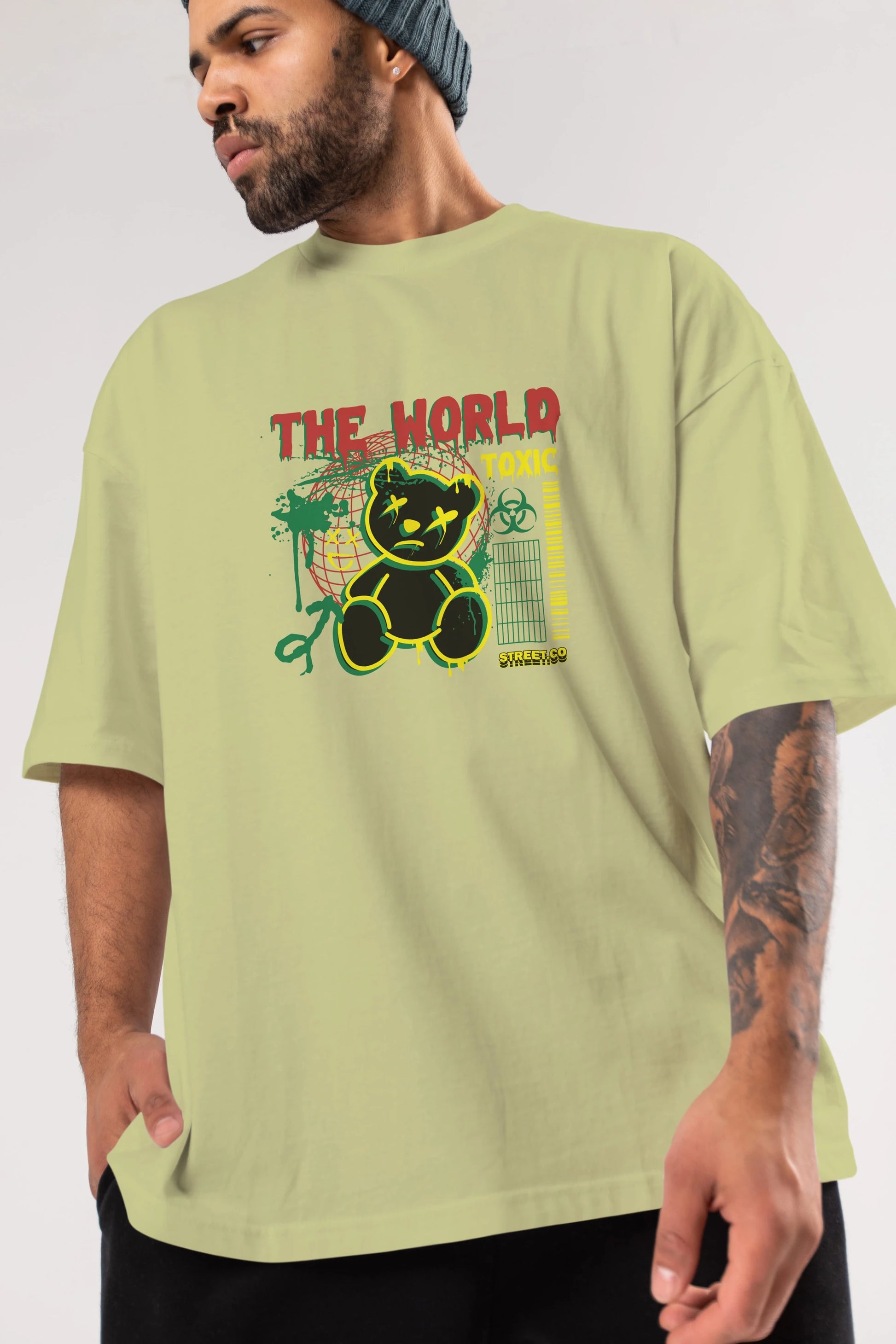 The World Toxic Bear Ön Baskılı Oversize t-shirt Erkek Kadın Unisex