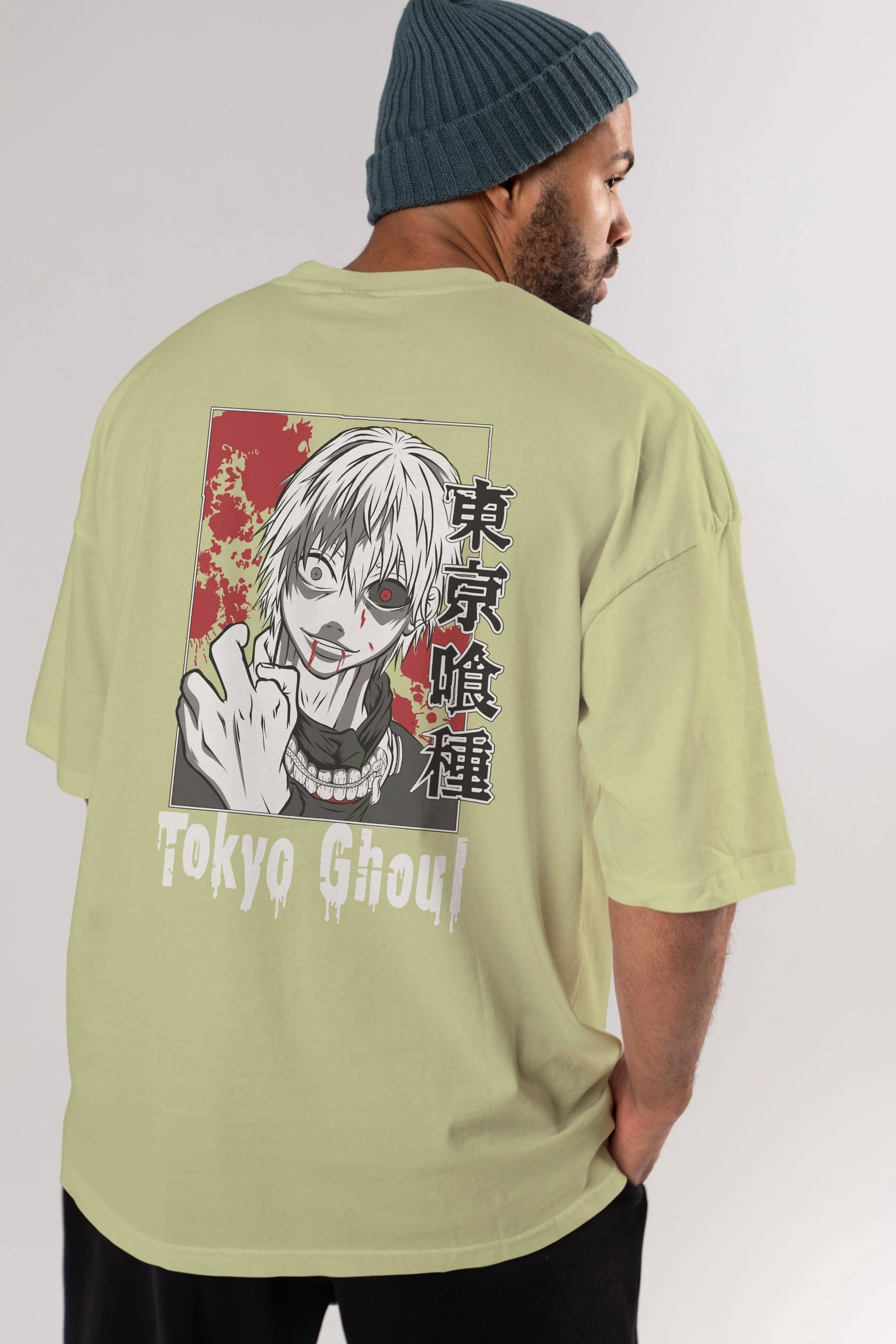 Kaneki Ken TOKYO GHOUL Anime Arka Baskılı Oversize t-shirt Erkek Kadın Unisex