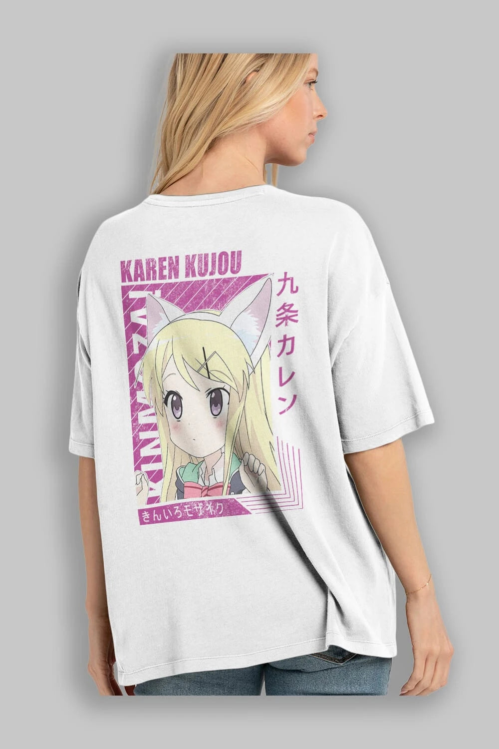 Karen Kujou 4 Anime Arka Baskılı Oversize t-shirt Erkek Kadın Unisex