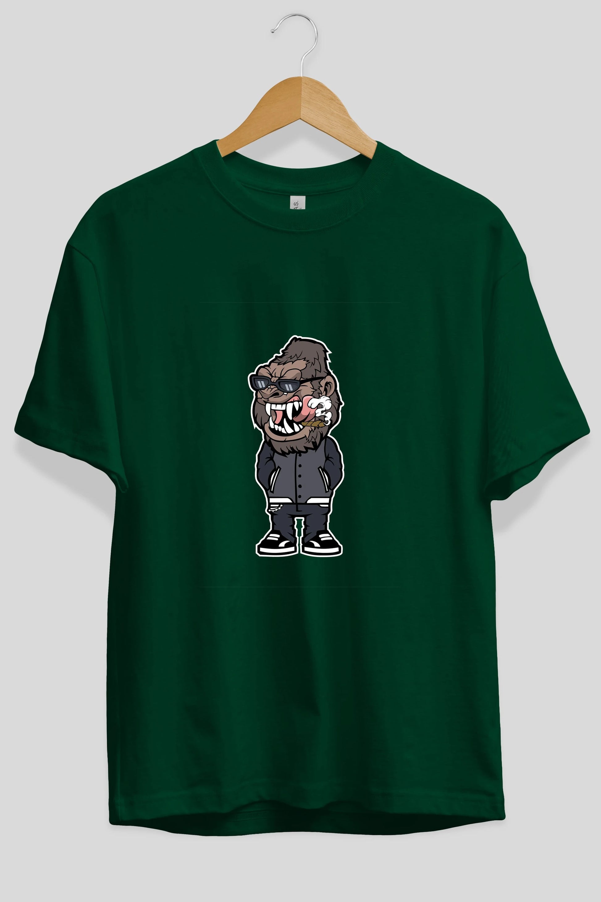 Gorilla Street Style Ön Baskılı Oversize t-shirt Erkek Kadın Unisex %100 Pamuk tişort