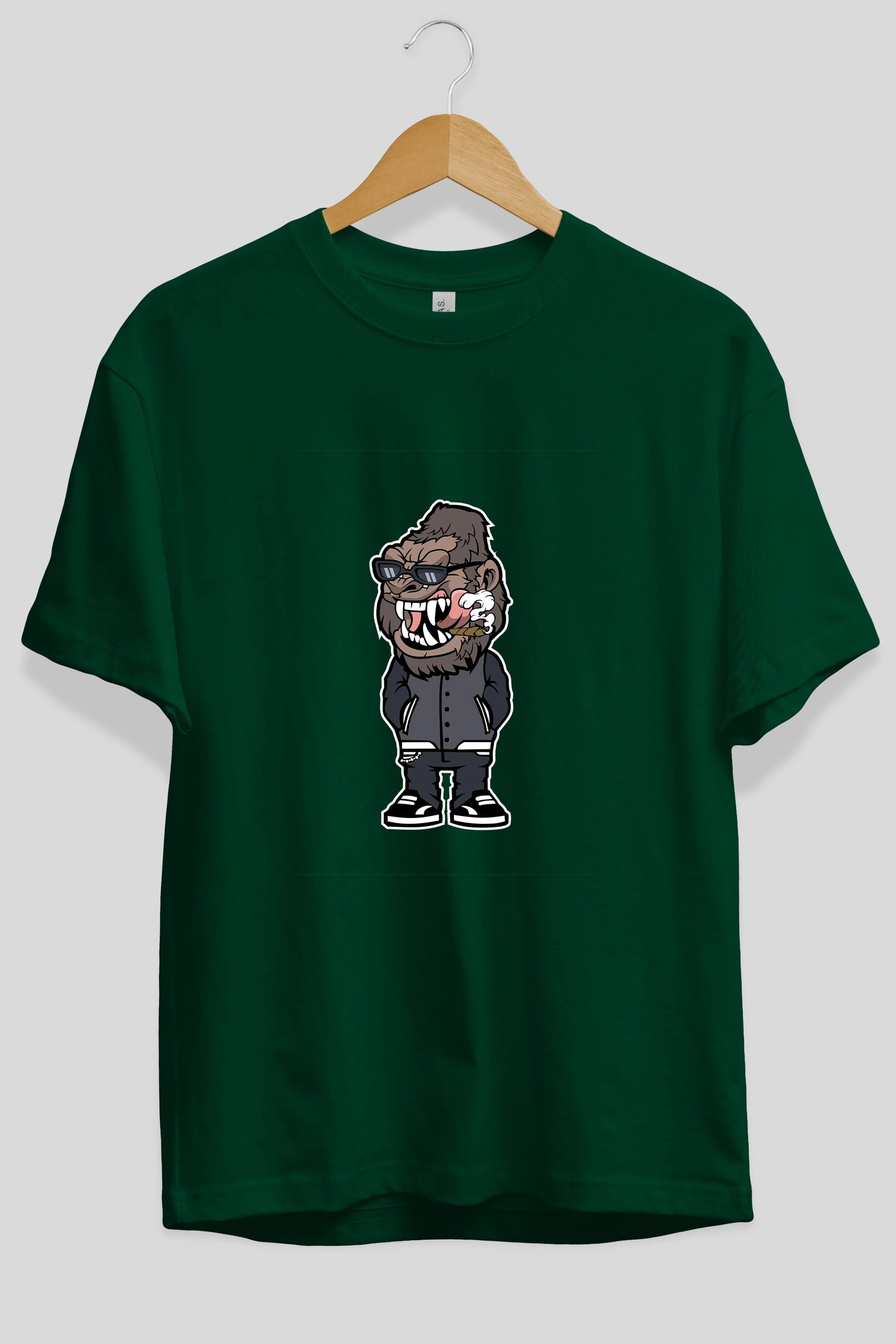 Gorilla Street Style Ön Baskılı Oversize t-shirt Erkek Kadın Unisex %100 Pamuk tişort