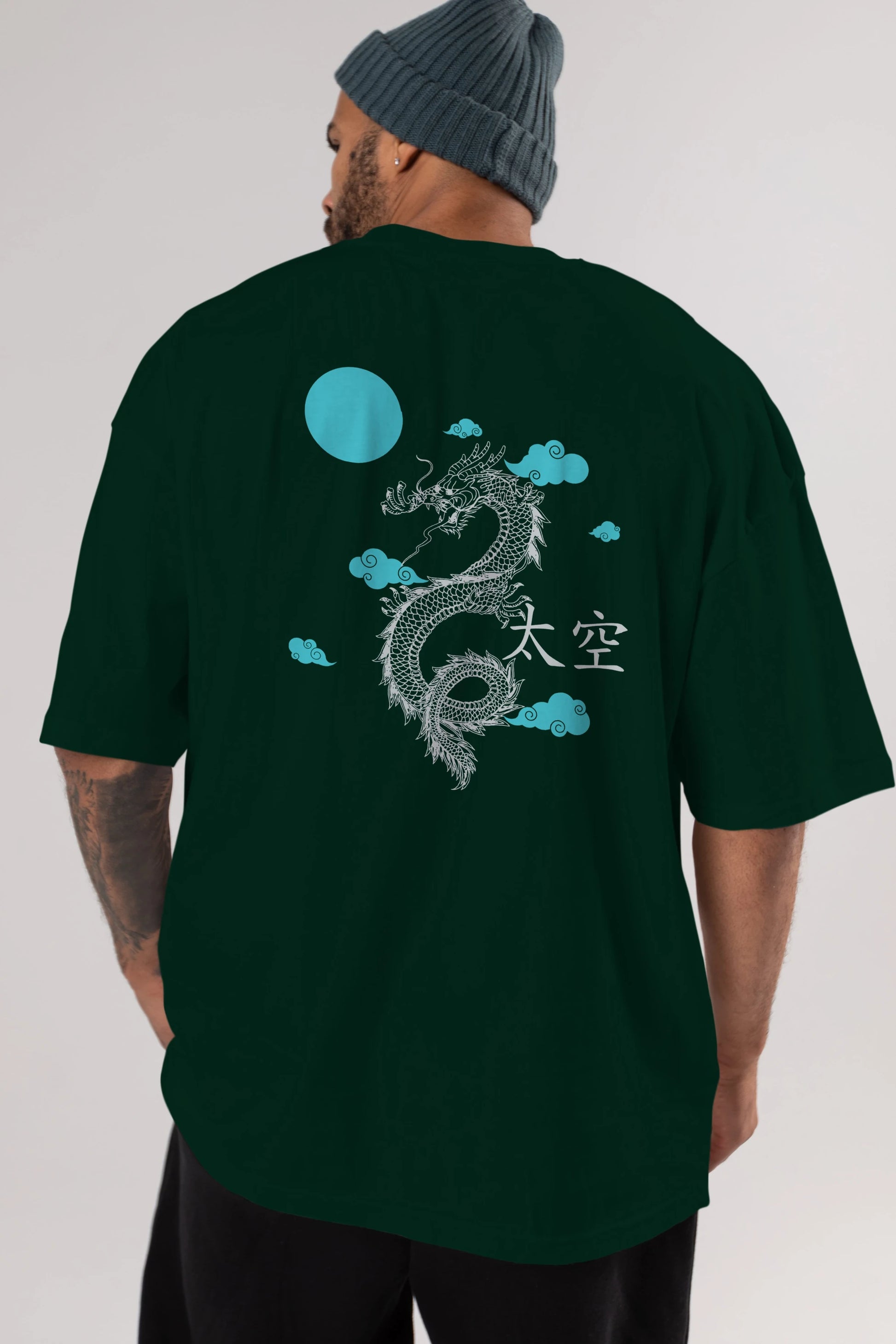 Chinese Dragon Arka Baskılı Oversize t-shirt Erkek Kadın Unisex
