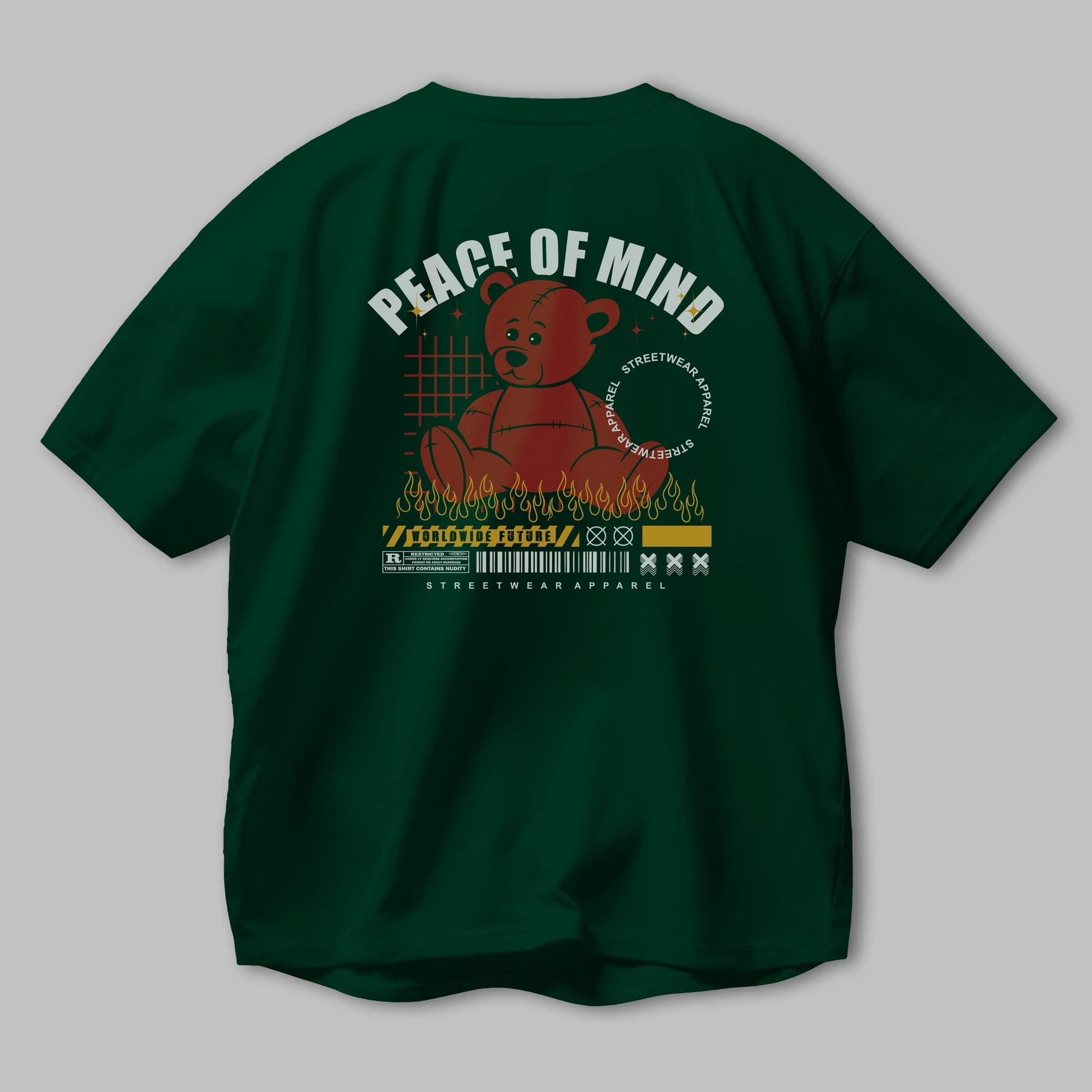 Teddy Bear Peace of Mind Arka Baskılı Oversize t-shirt Erkek Kadın Unisex
