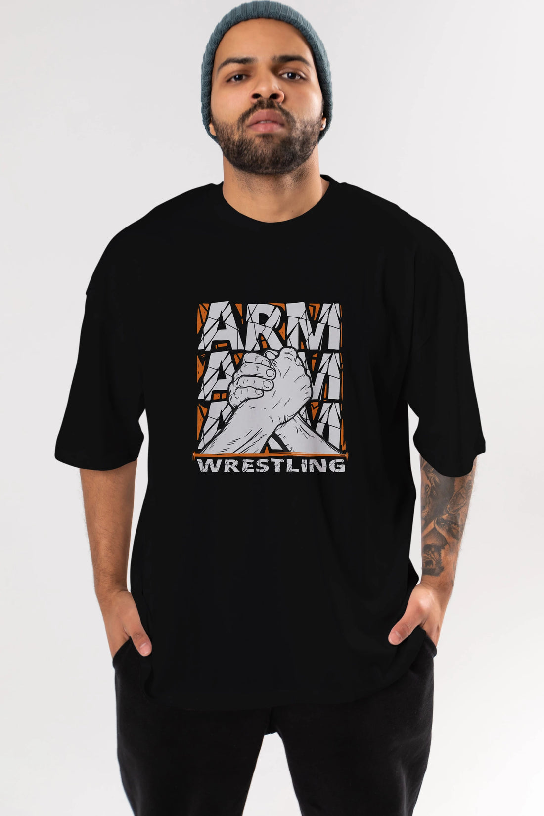 Arm Wrestling Ön Baskılı Oversize t-shirt Erkek Kadın Unisex
