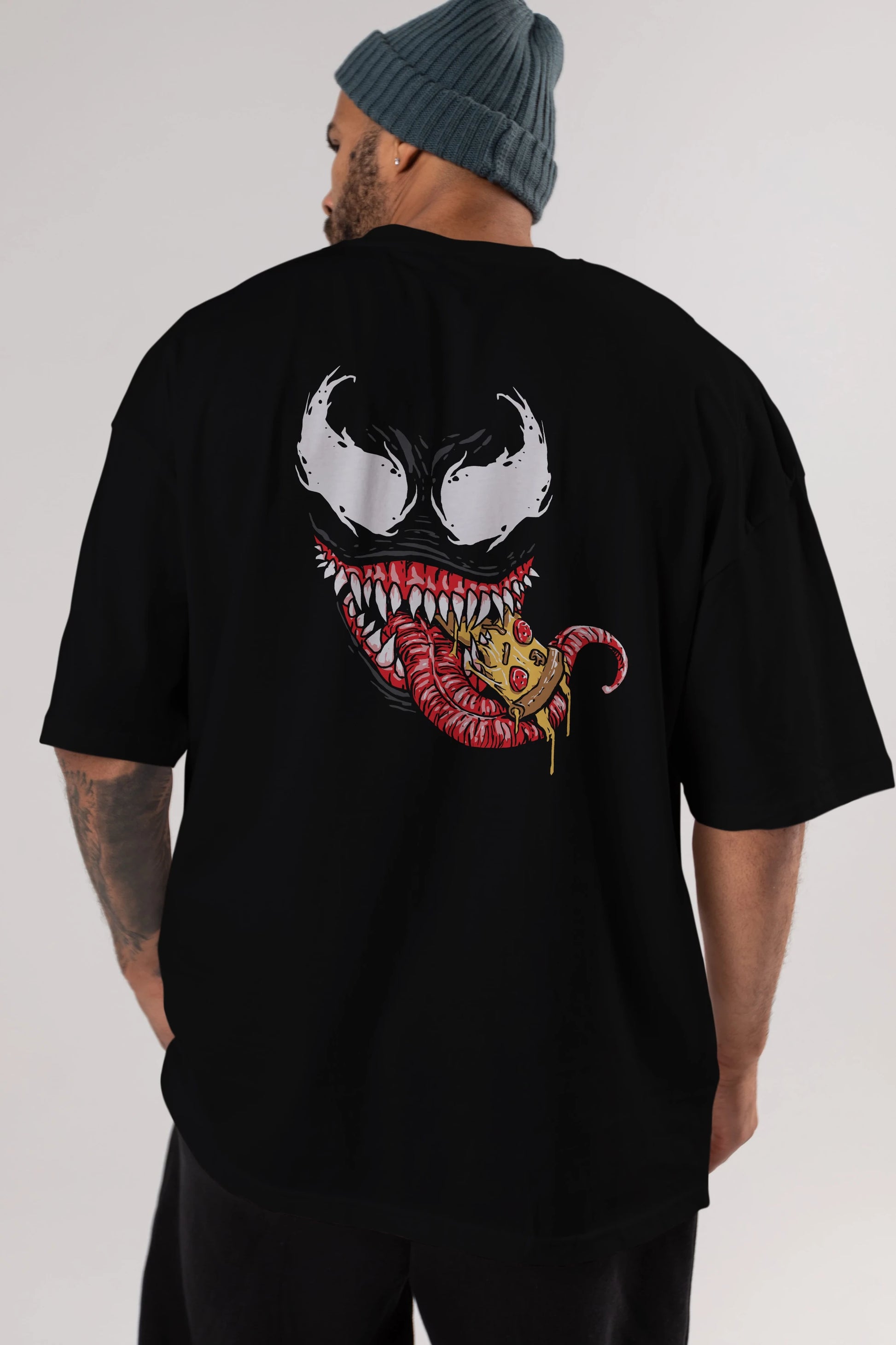 Venom (1) Arka Baskılı Oversize t-shirt Erkek Kadın Unisex %100 Pamuk Bisiklet Yaka tişort