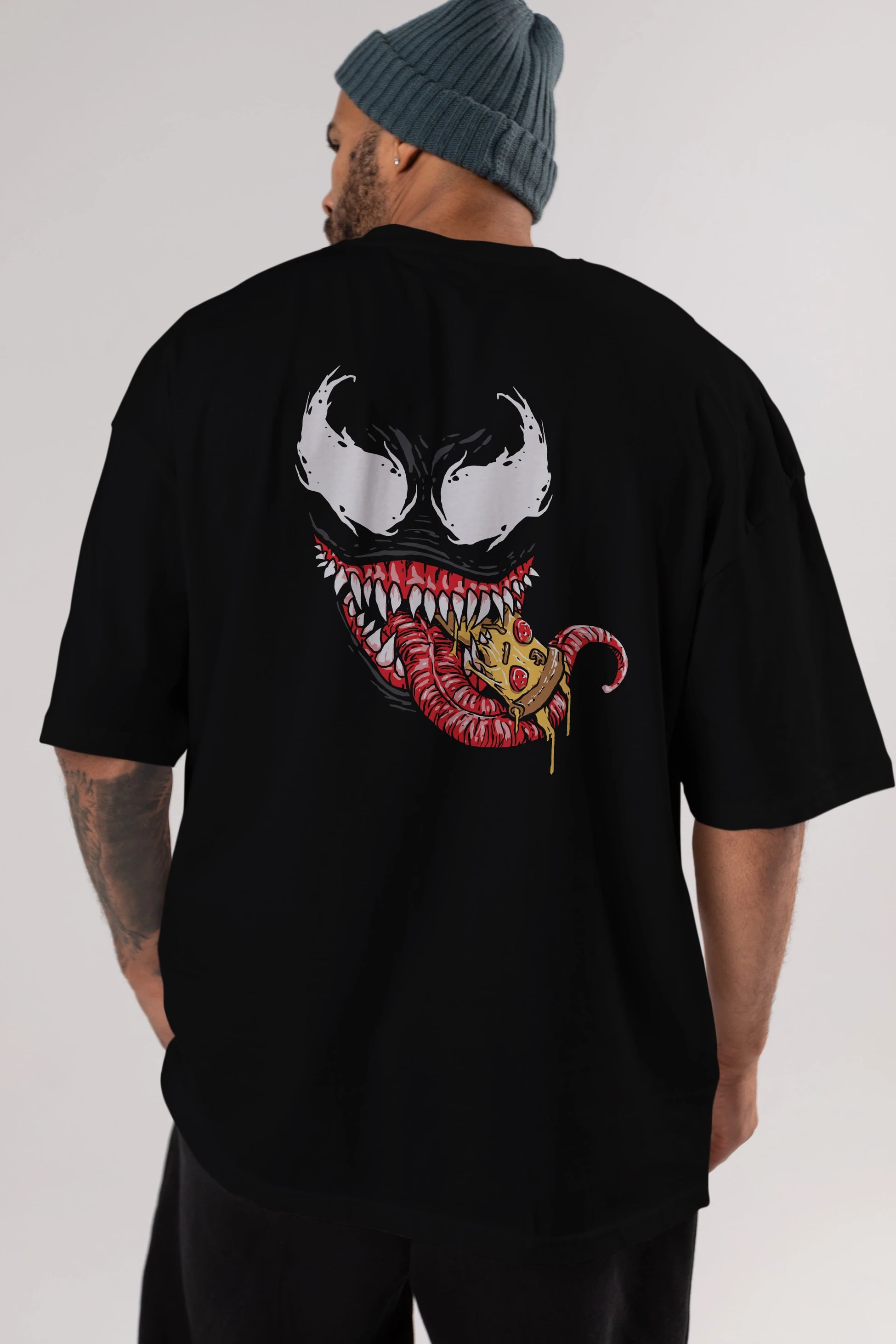 Venom (1) Arka Baskılı Oversize t-shirt Erkek Kadın Unisex %100 Pamuk Bisiklet Yaka tişort