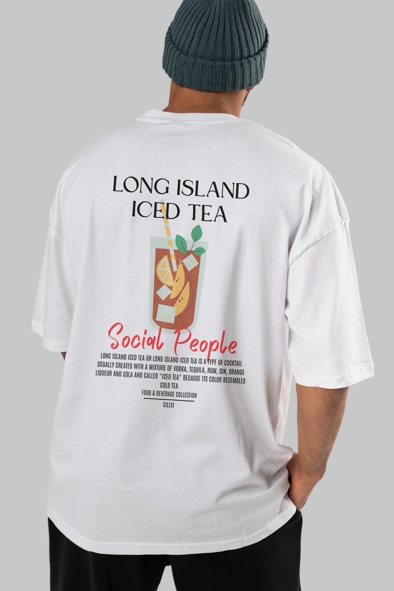 Long Island ıced tea Kokteyl Serisi Baskılı Oversize t-shirt Erkek Kadın Unisex %100 Pamuk Bisiklet Yaka tişort