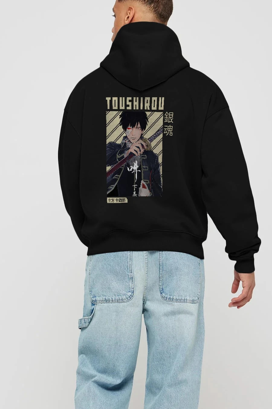 Toushirou Hijikata Anime Arka Baskılı Hoodie Oversize Kapüşonlu Sweatshirt Erkek Kadın Unisex