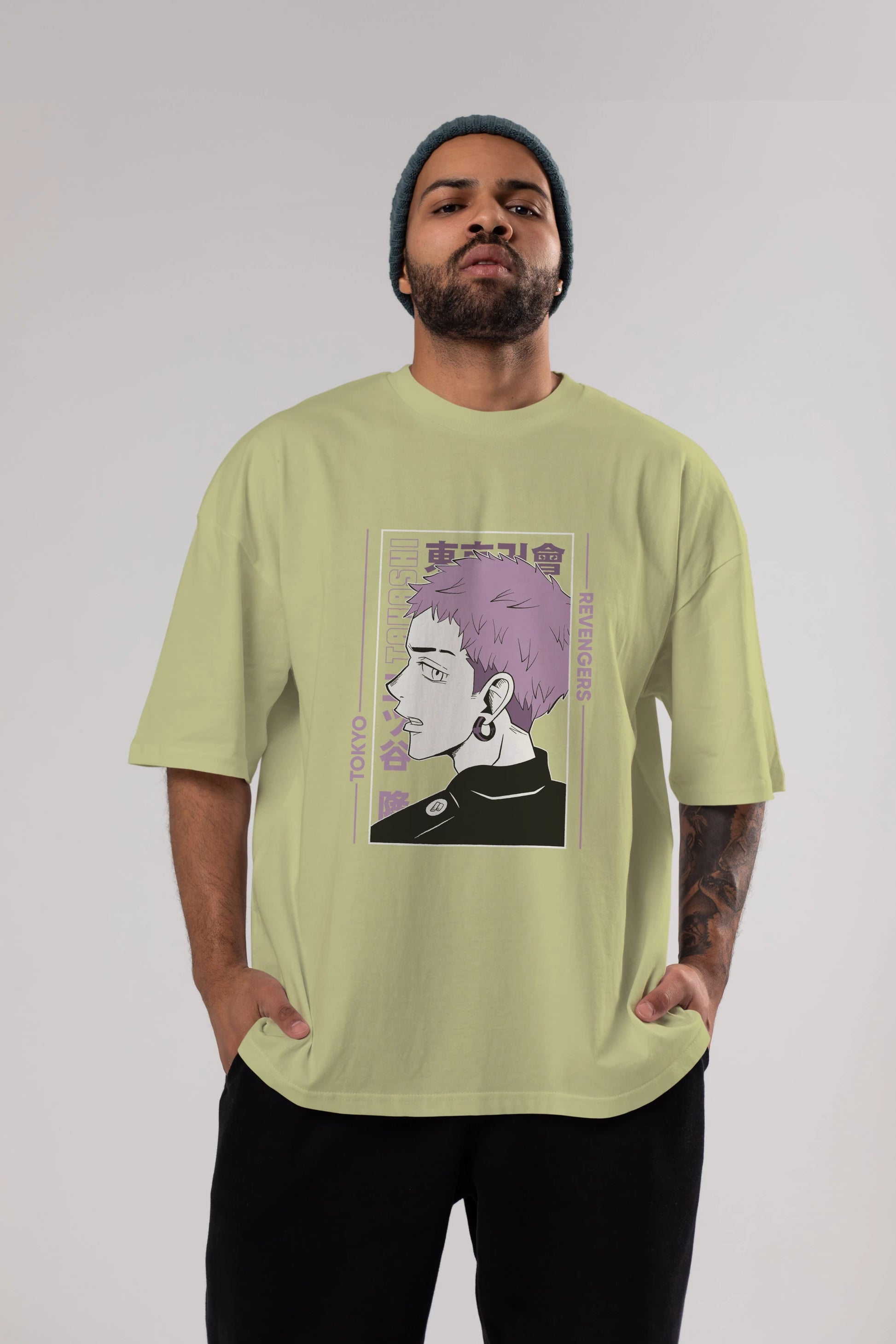Takashi Mitsuya Anime Ön Baskılı Oversize t-shirt %100 pamuk Erkek Kadın Unisex
