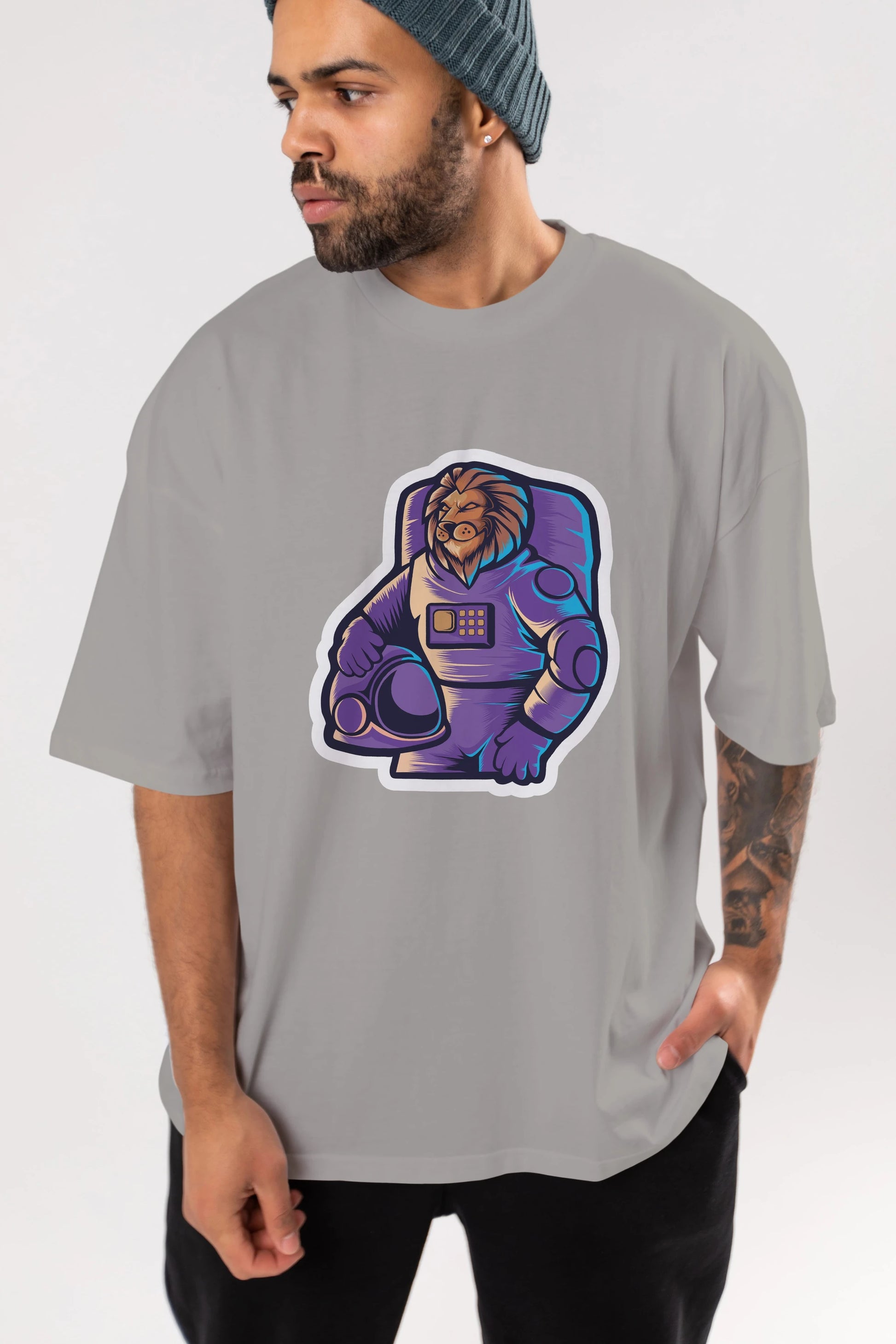 Astroking Sticker Ön Baskılı Oversize t-shirt Erkek Kadın Unisex