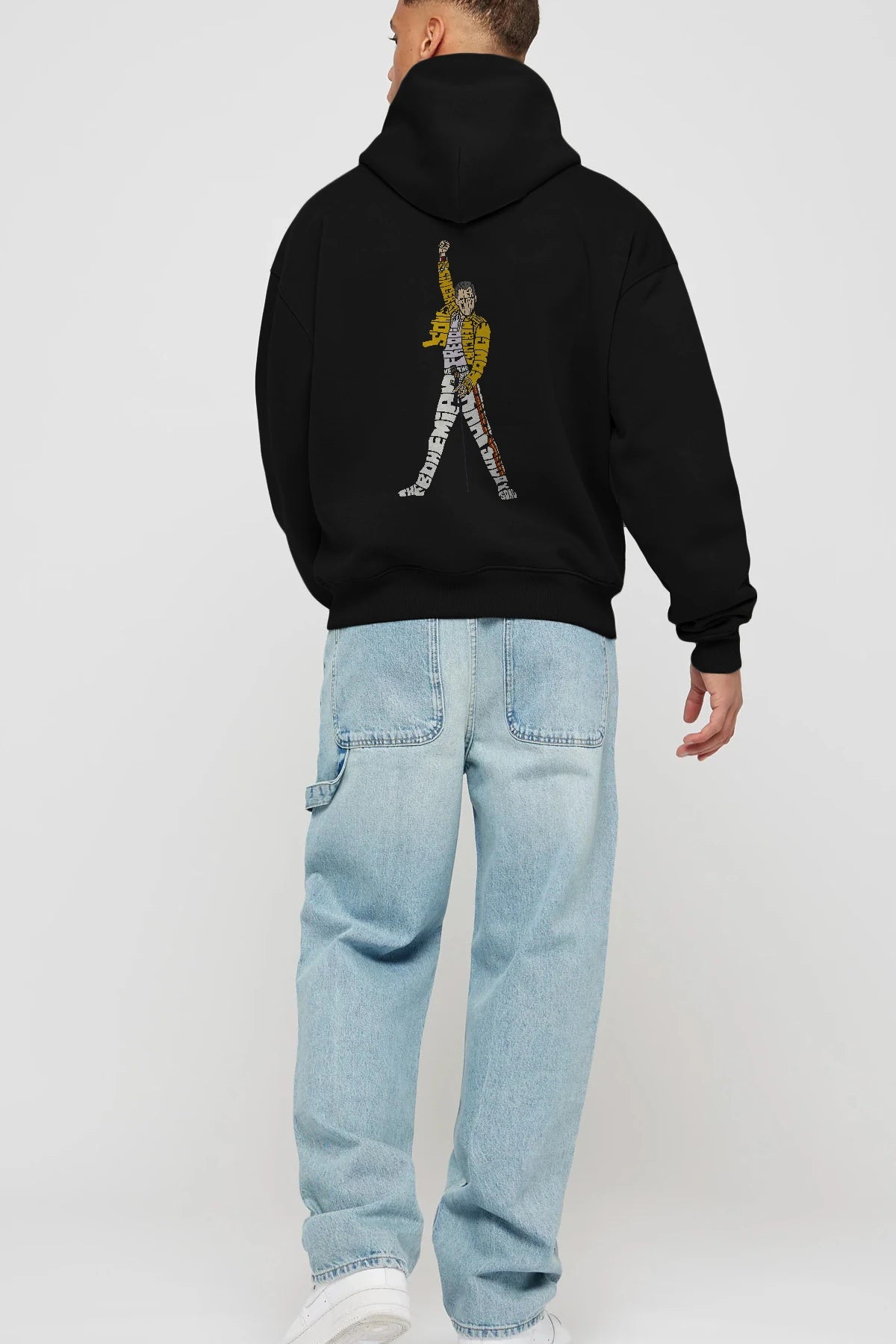 Freddy Mercury Arka Baskılı Hoodie Oversize Kapüşonlu Sweatshirt Erkek Kadın Unisex