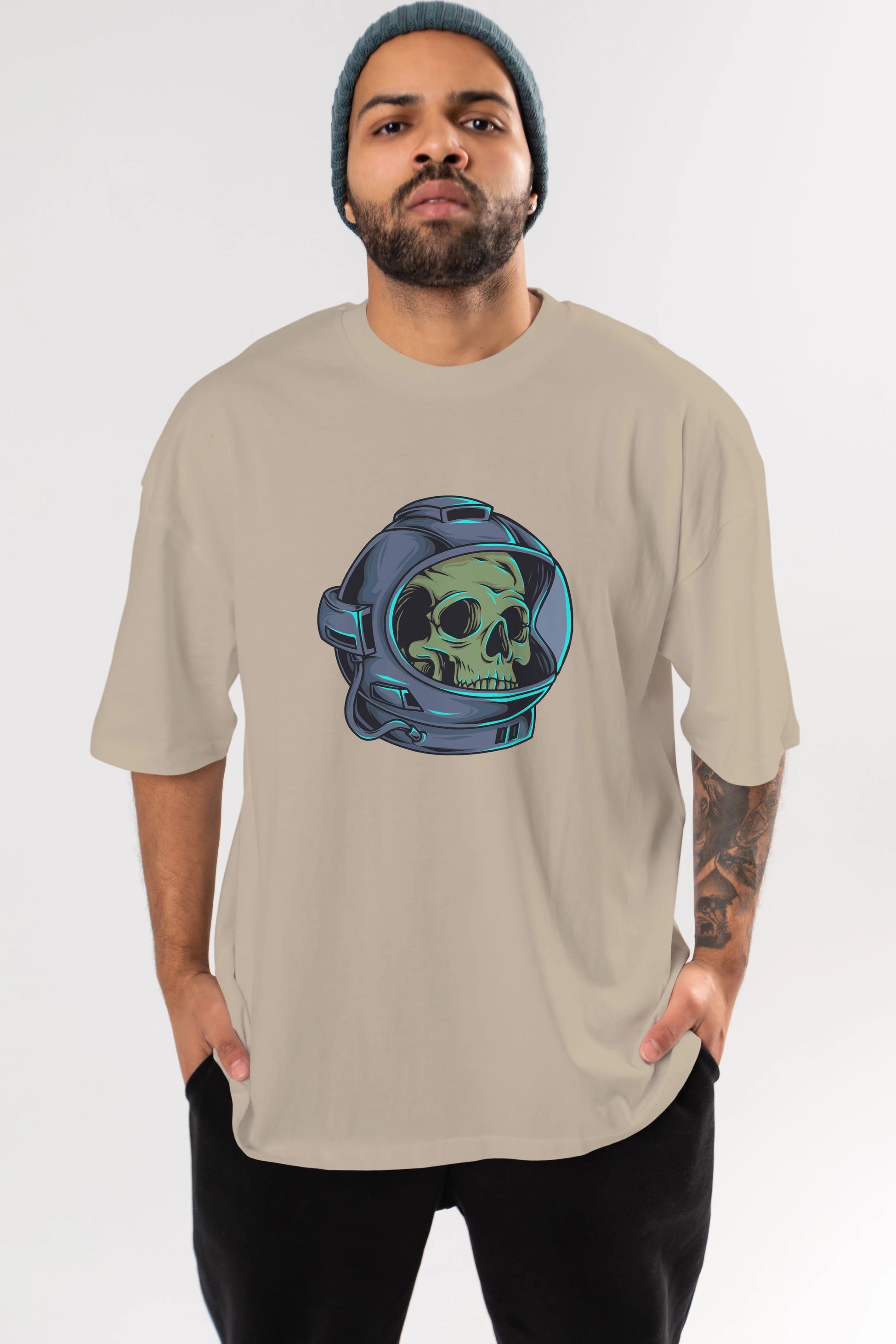 Astroskull Ön Baskılı Oversize t-shirt Erkek Kadın Unisex