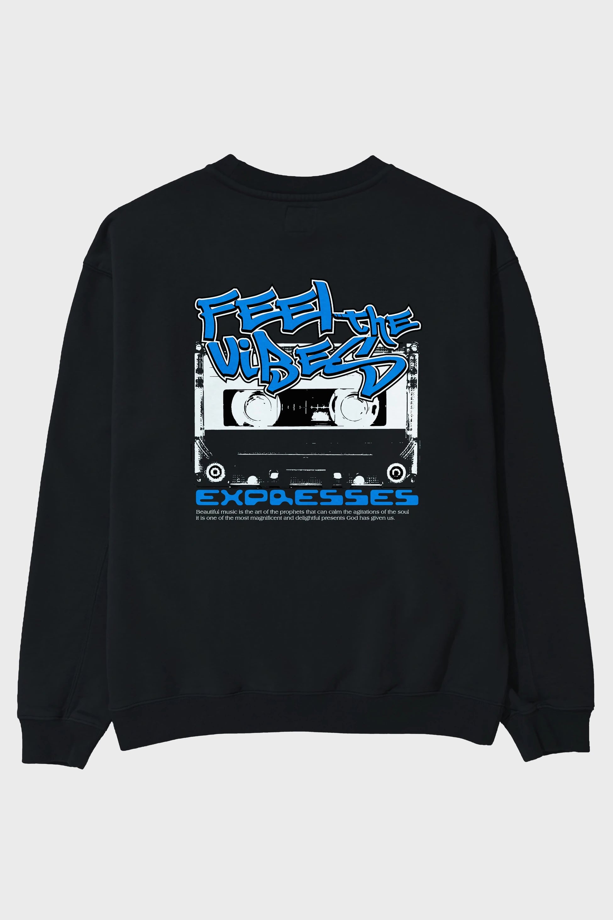Feel The Vibes Arka Baskılı Oversize Sweatshirt Erkek Kadın Unisex
