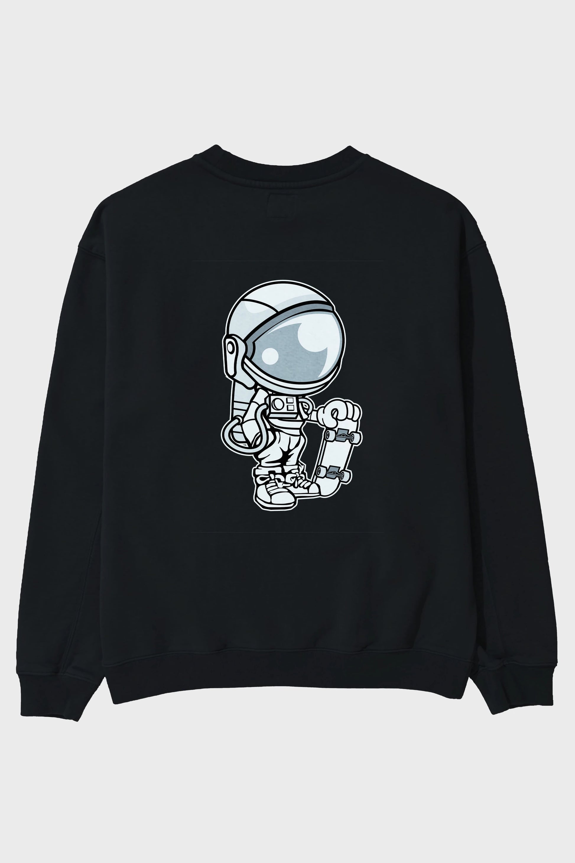 Astronaut Skaterboy Arka Baskılı Oversize Sweatshirt Erkek Kadın Unisex