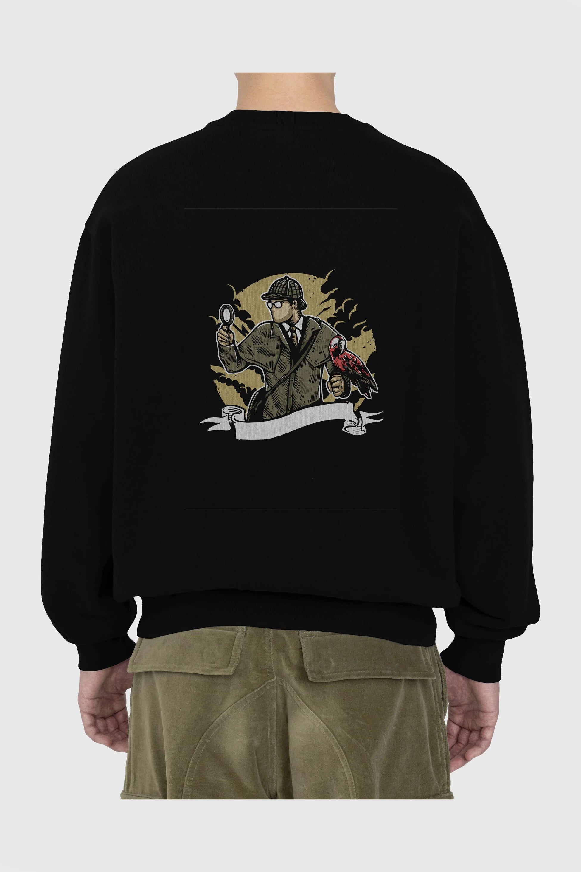 Sherlock Holmes Arka Baskılı Oversize Sweatshirt Erkek Kadın Unisex