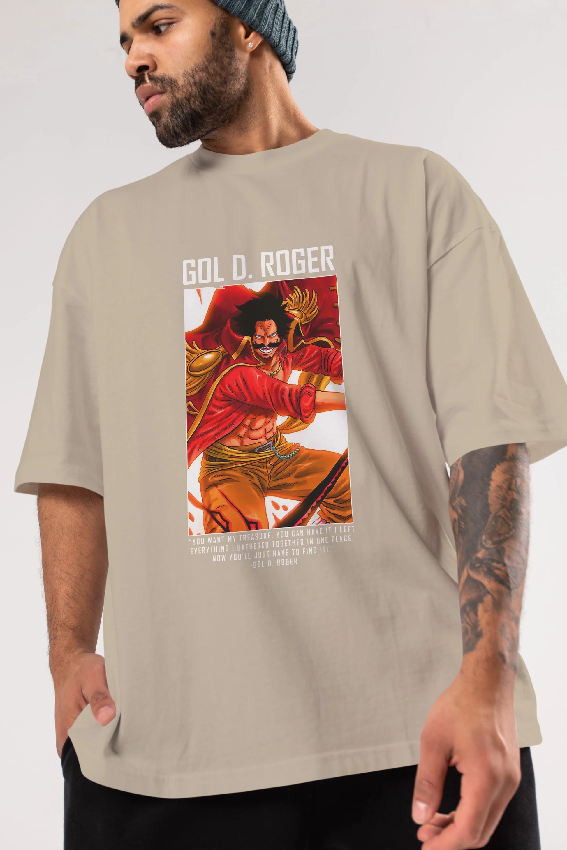 Gol D. Roger Anime Ön Baskılı Oversize t-shirt Erkek Kadın Unisex