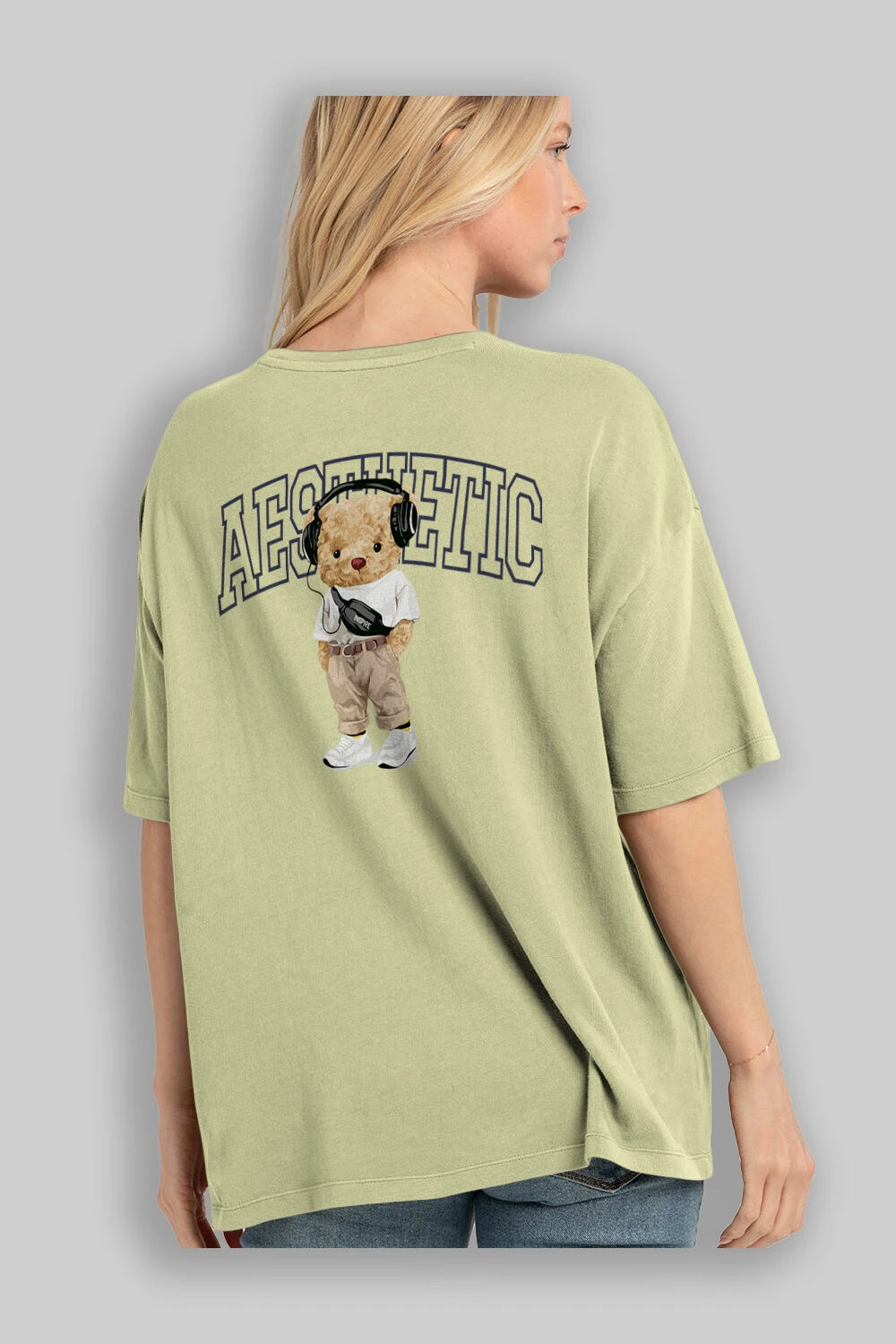 Teddy Bear Aesthetıc Arka Baskılı Oversize t-shirt Erkek Kadın Unisex %100 Pamuk