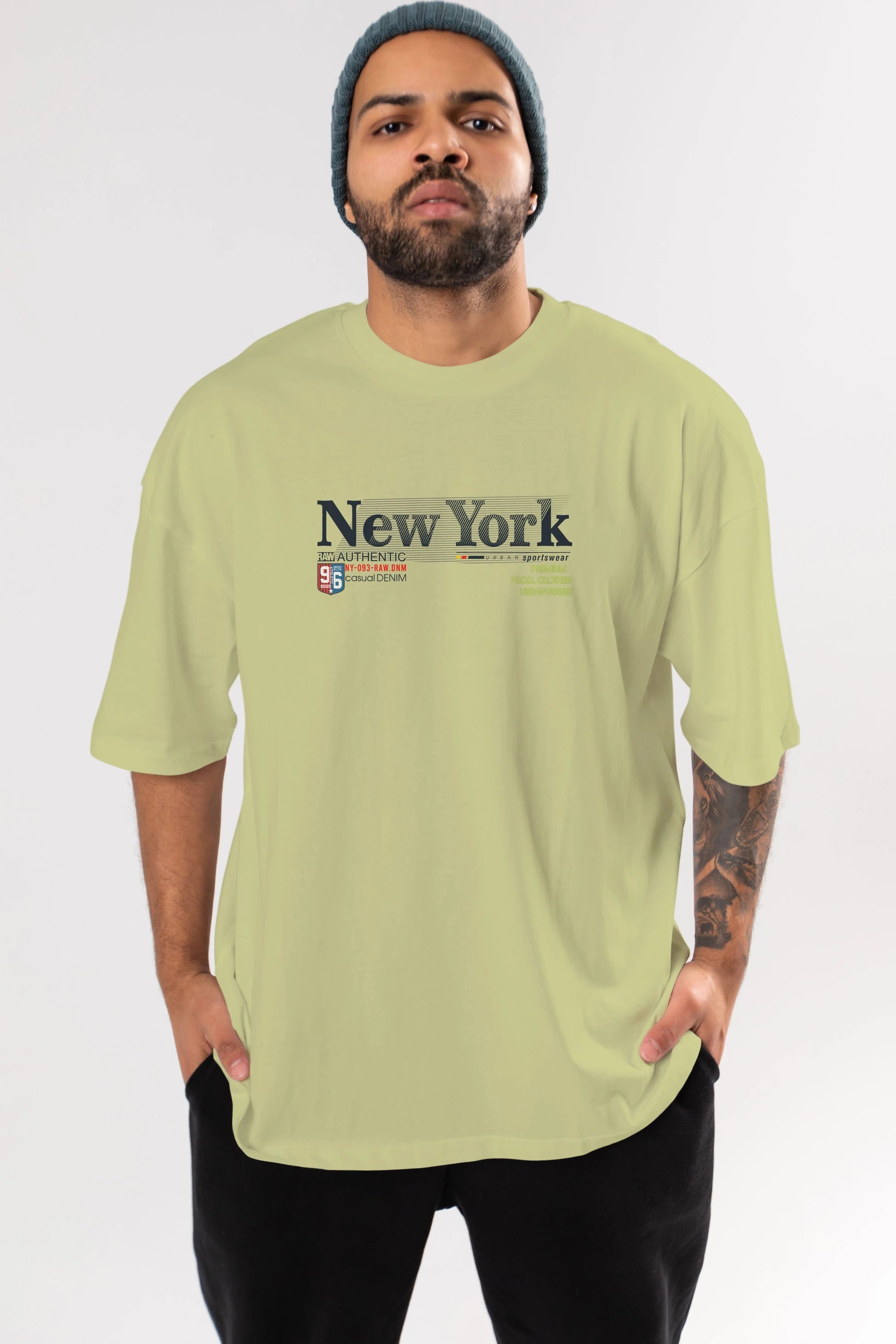 New York 96 Ön Baskılı Oversize t-shirt Erkek Kadın Unisex