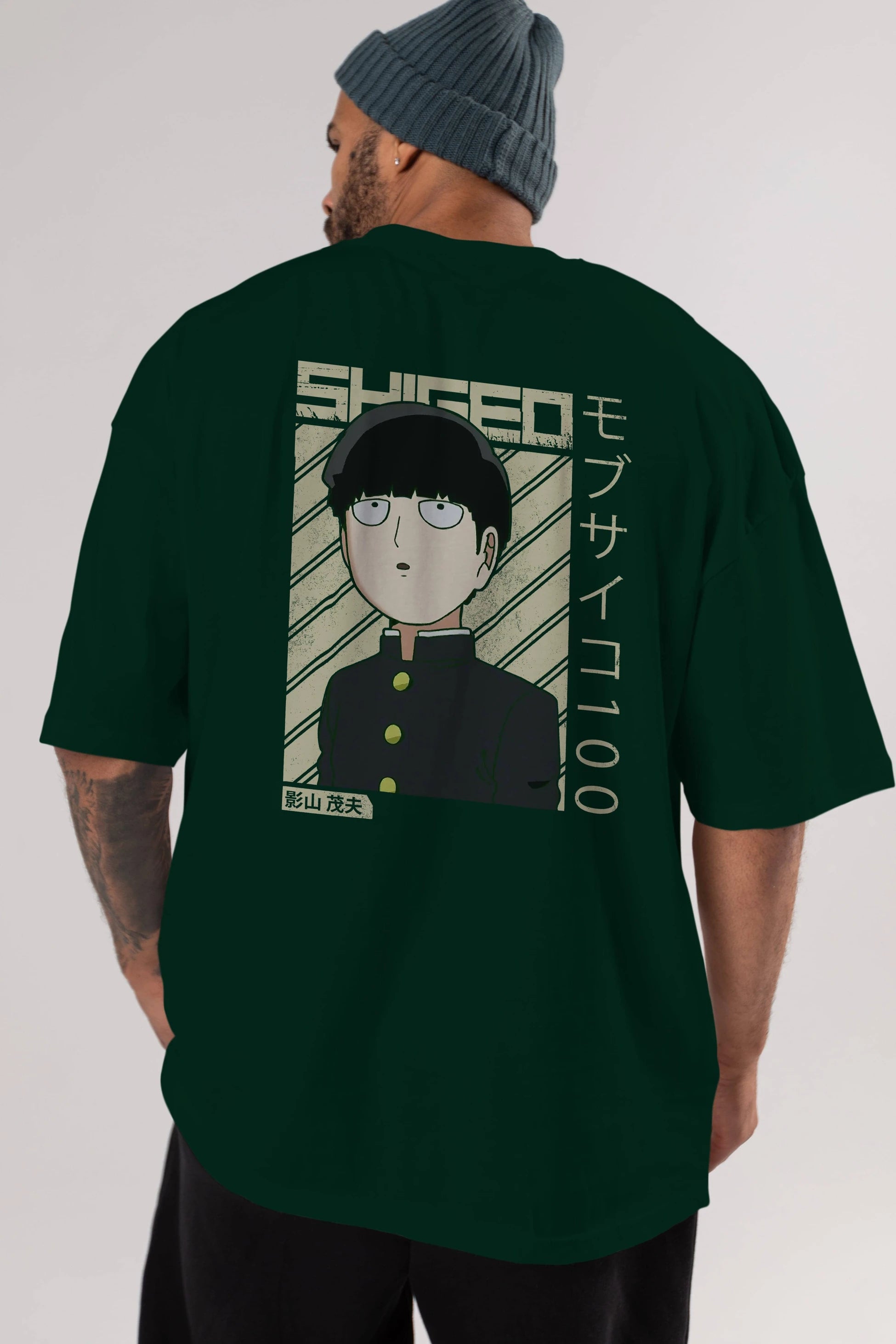 Shigeo Kageyama 2 Anime Arka Baskılı Oversize t-shirt Erkek Kadın Unisex